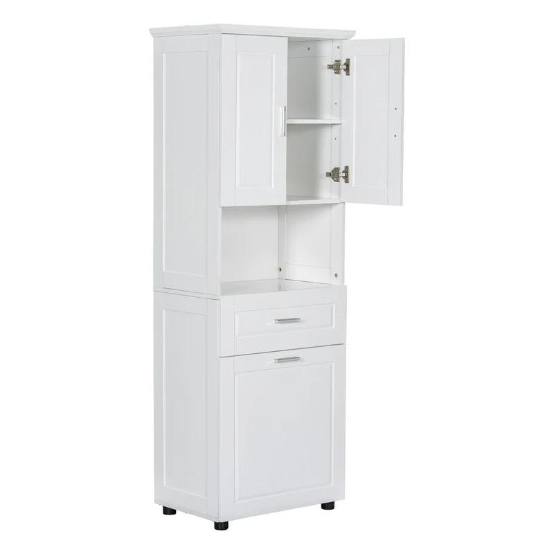 Tall Bathroom Cabinet with Laundry Basket