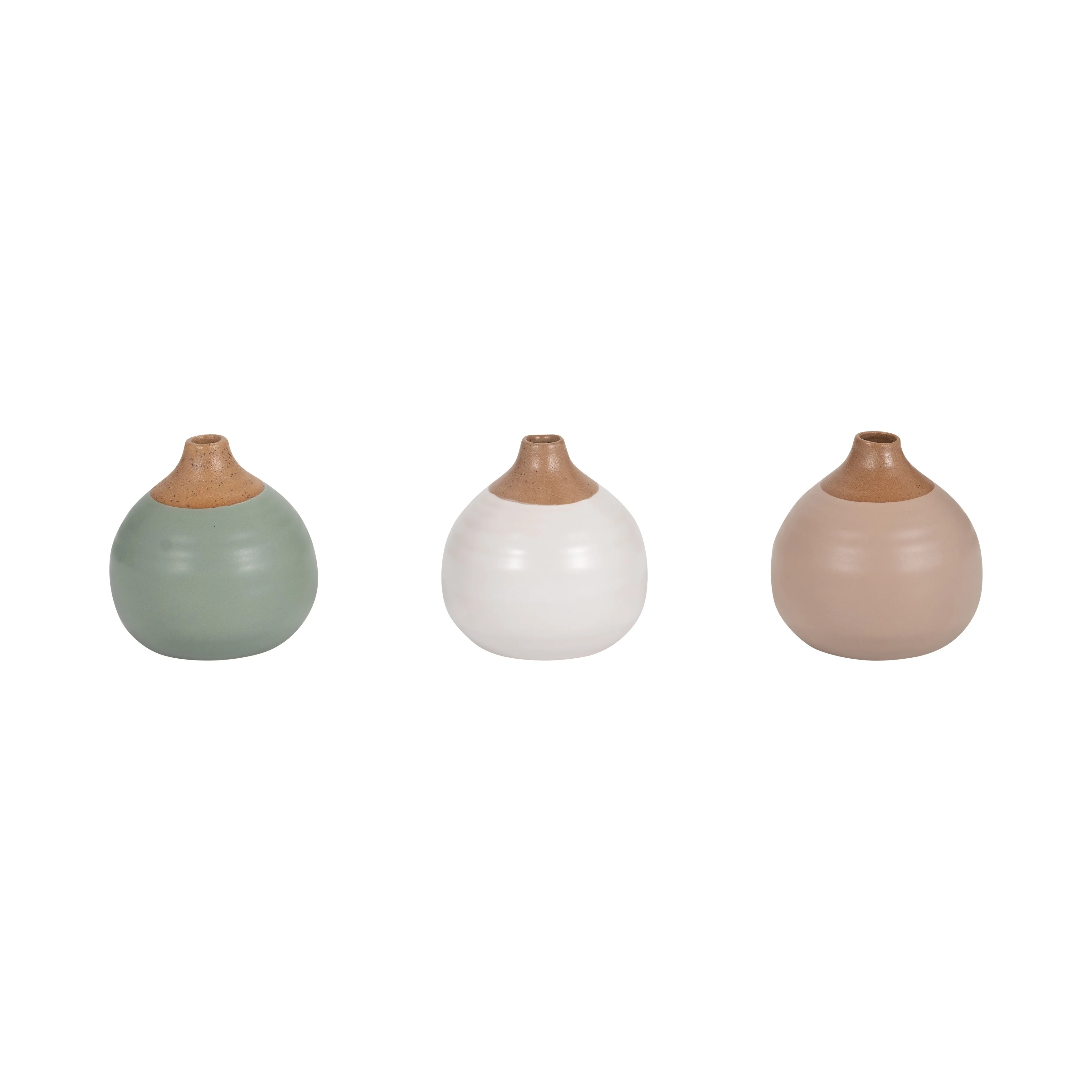 Sagebrook Home Modern Coastal Small Ceramic Bud Vases, Set of 3