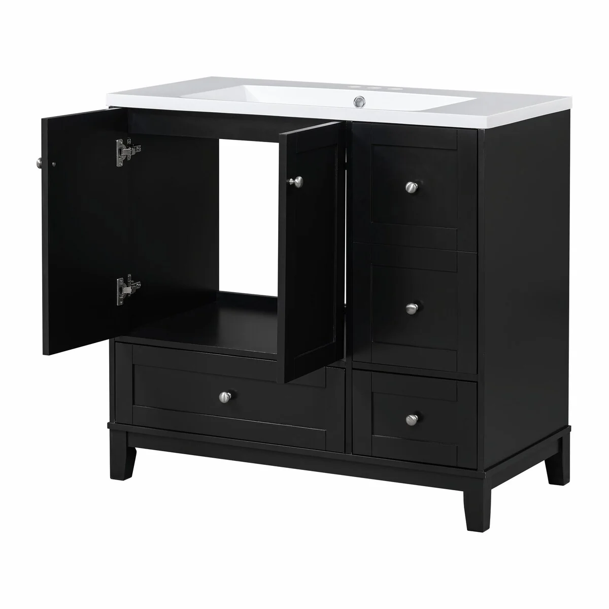 Modern 36-Inch Bathroom Vanity with Resin Sink and Ample Storage