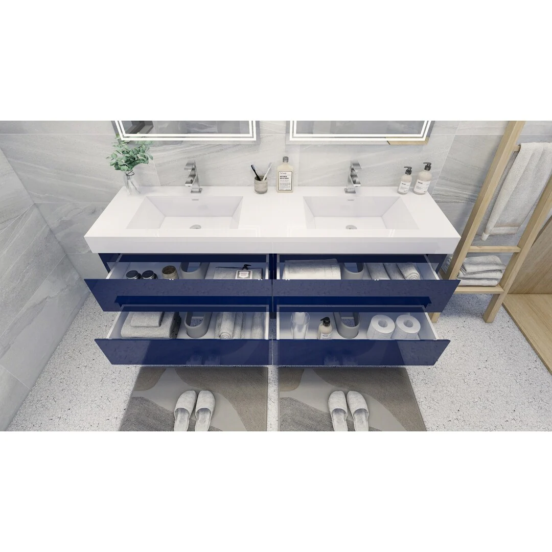 Baillie 72'' Wall-Mounted Vanity with Double Reinforced Acrylic Sink