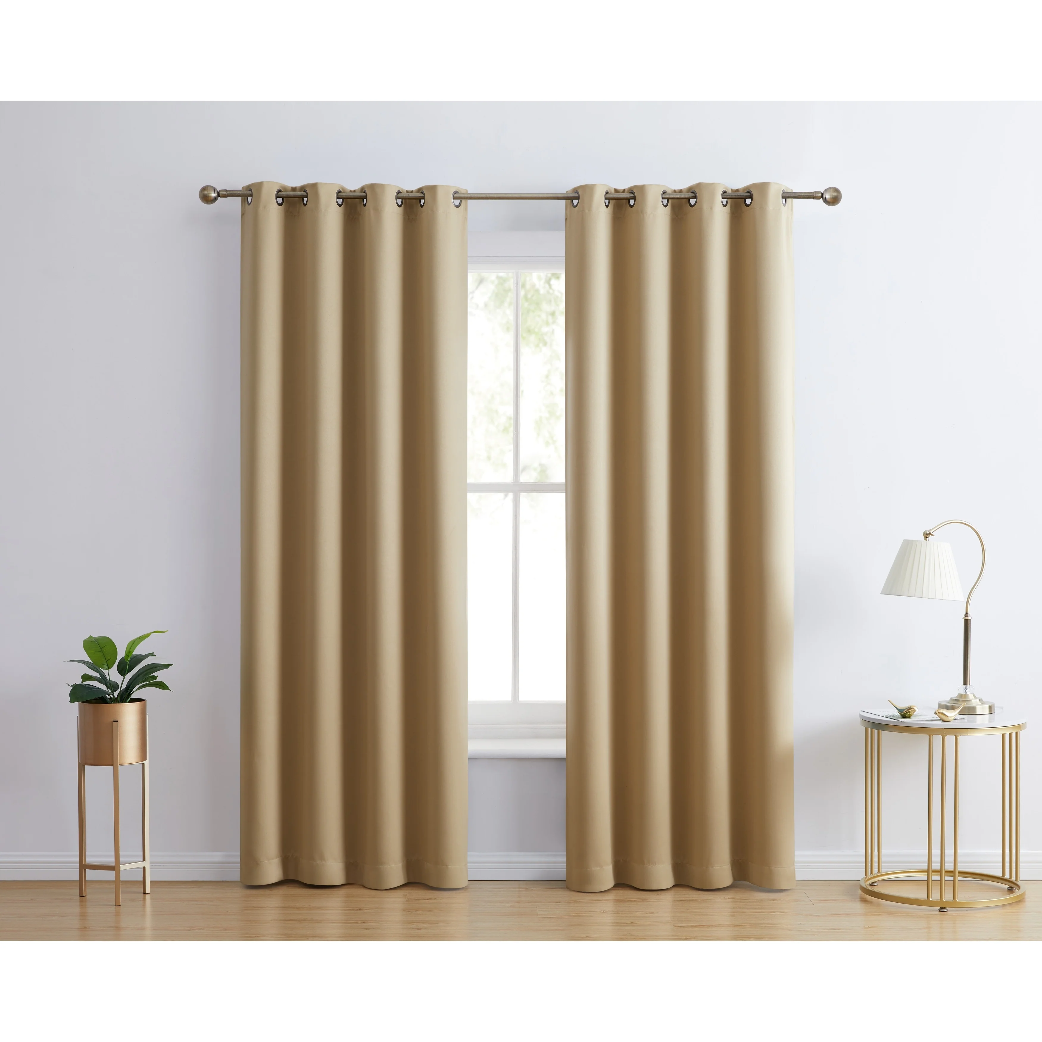 HLC.me Laurance 100% Blackout Curtains - Thermal Insulation Energy Efficient Grommet Window Curtains, Set of 2