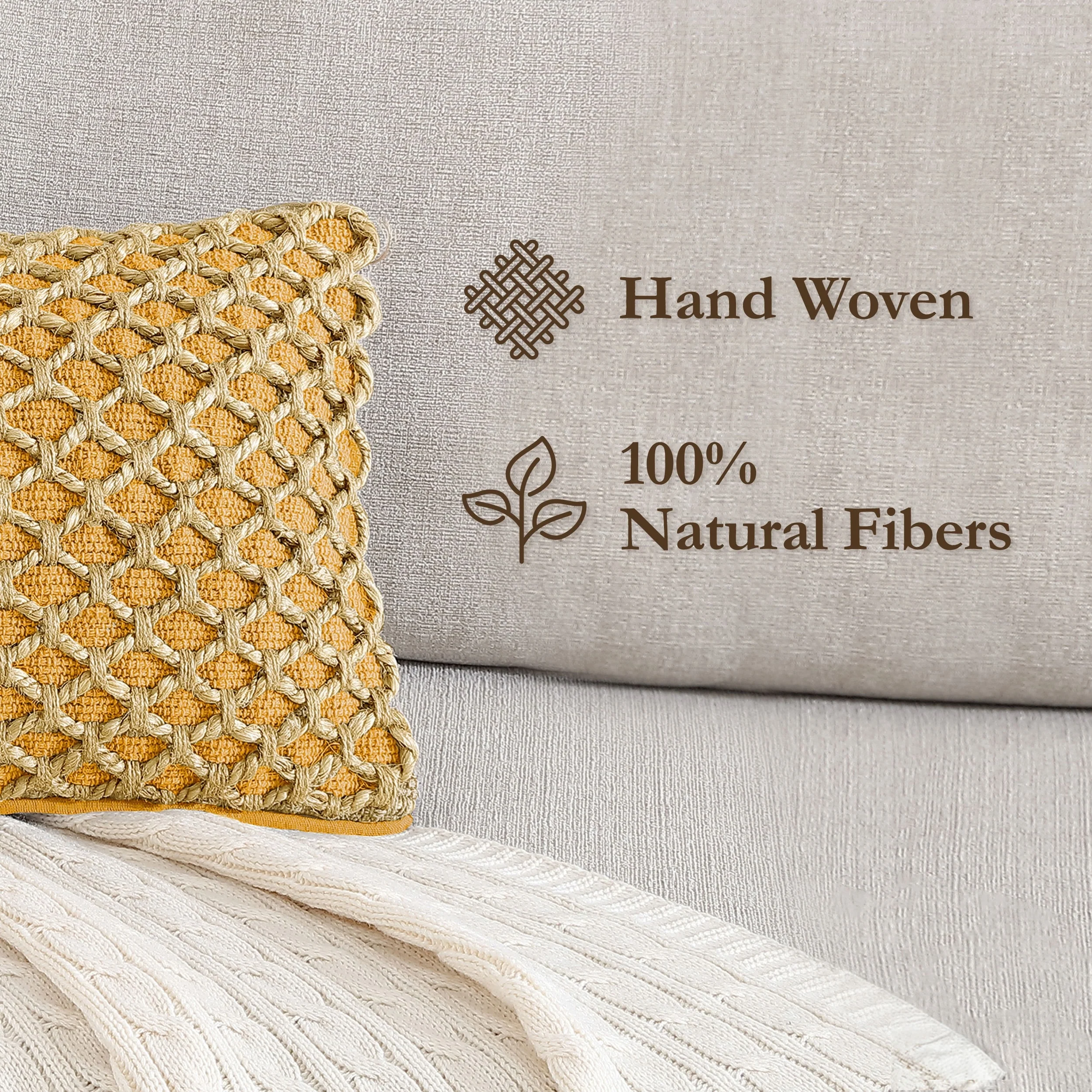 Boho Living Jada Braided Cotton/Jute Throw Pillow Covers