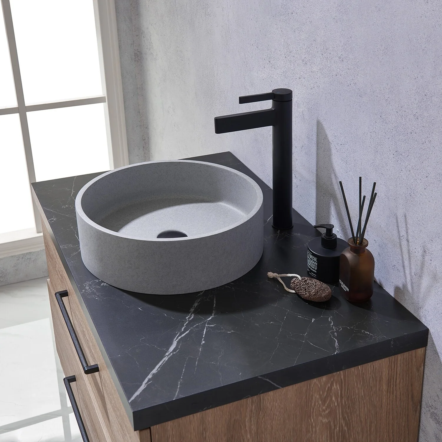 Trento Bath Vanity with Sintered Stone Top with Concrete Sink (C)