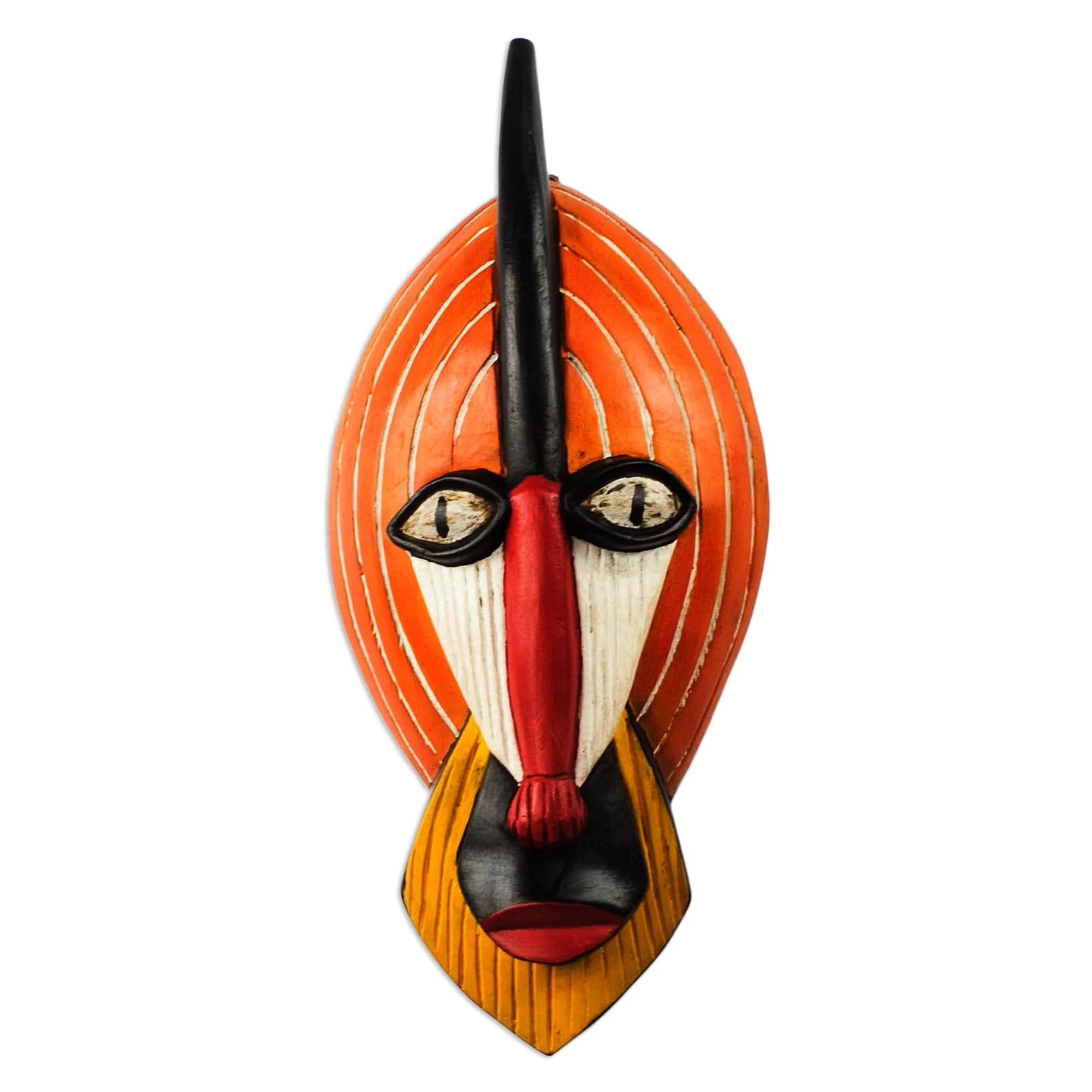 NOVICA Handmade Ghanaian Monkey African Wood Mask - 16.5