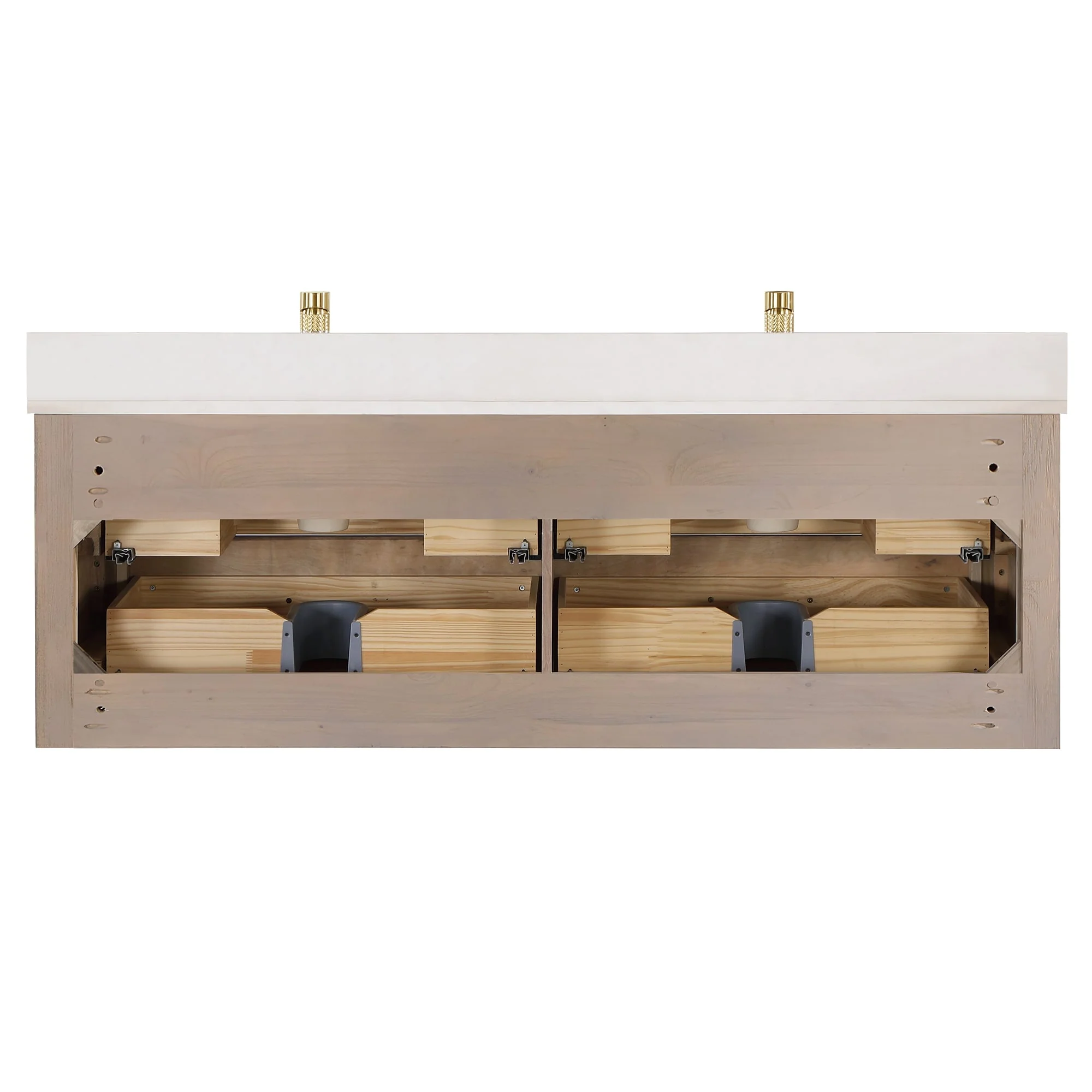 Cristo Floating Bath Vanity with White Quartz Stone Top and Mirror