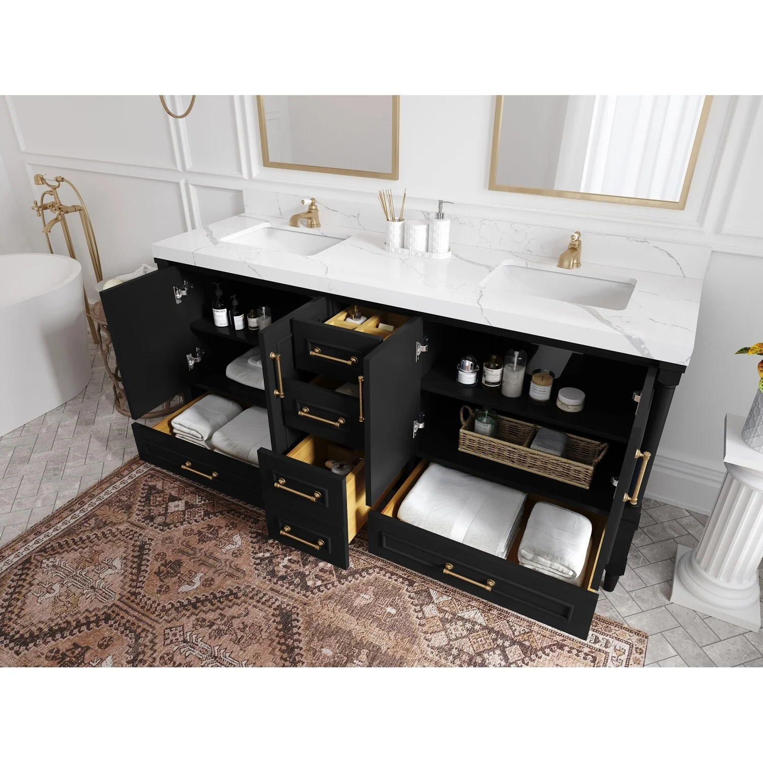 Willow Collections 72 in. W x 22 in. D Aberdeen Double Sink Bathroom Vanity with Countertops