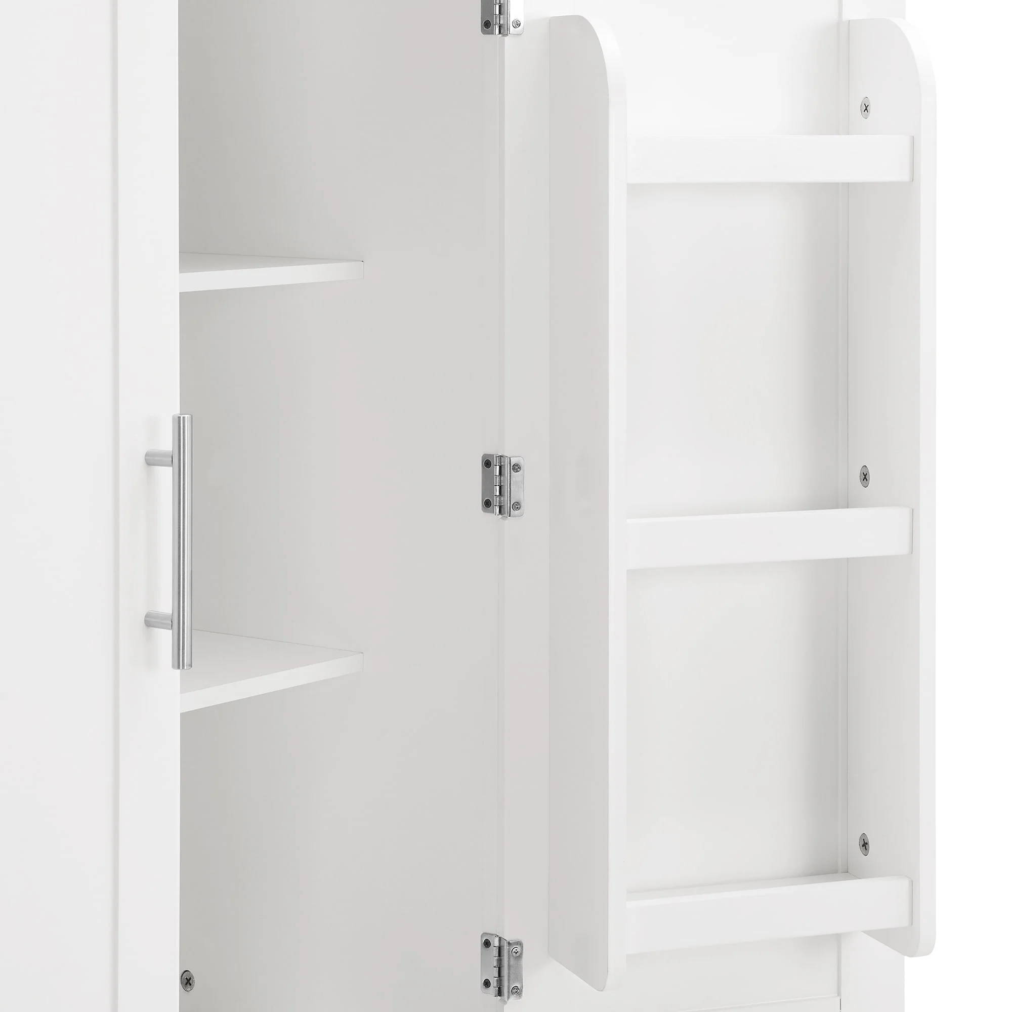 Bathroom storage cabinets with open shelves