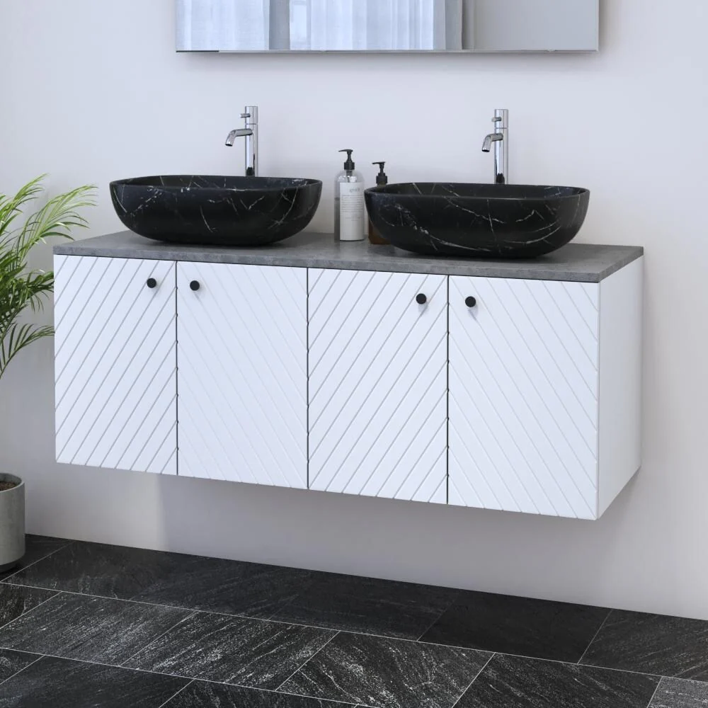 Avela 4D 120 Double Sink Floating Bathroom Vanity (48