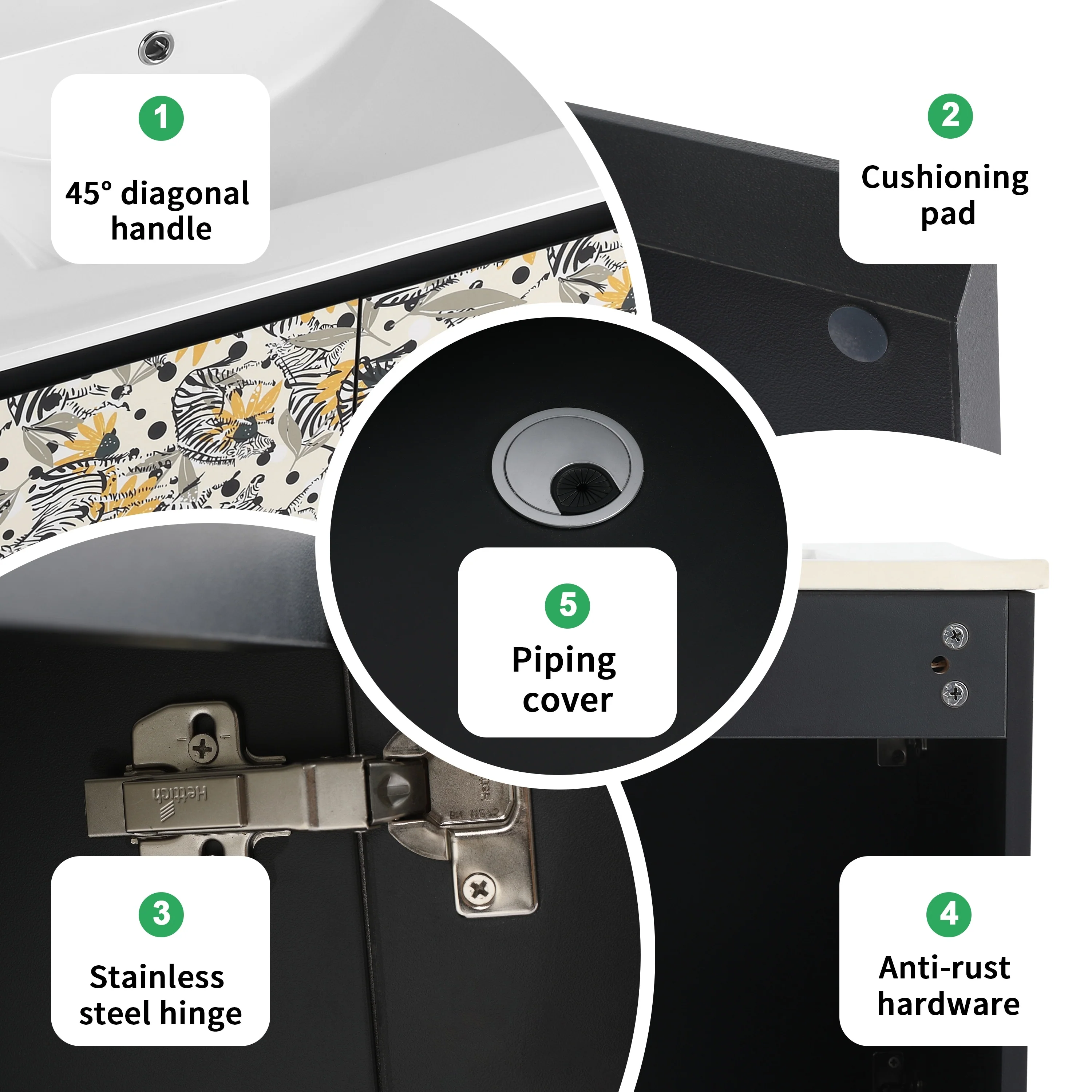 BNK 24/30/48 Inch Double Sink Bathroom Vanity with Soft Close Door