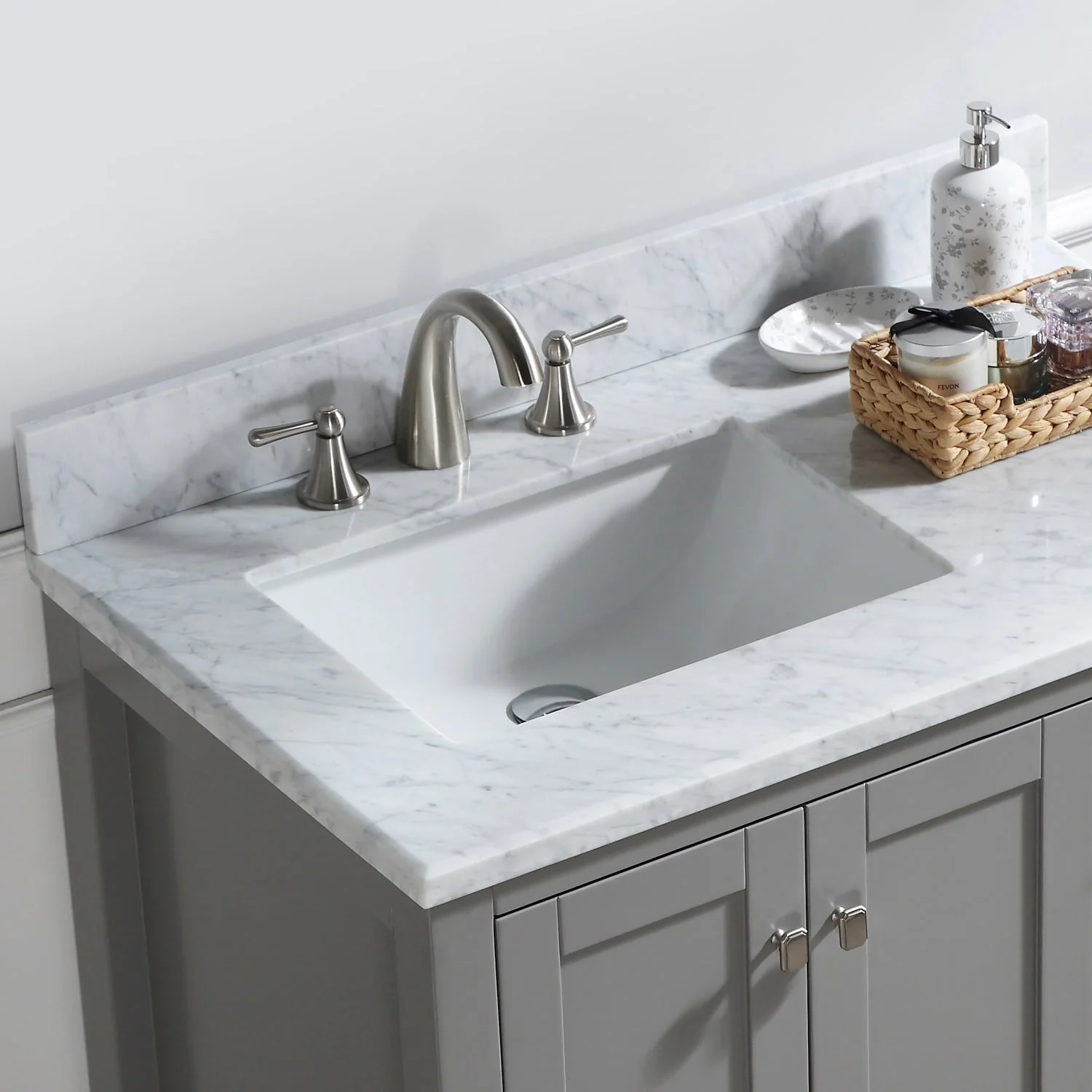 36 in. Marble Backsplash in Carrara White