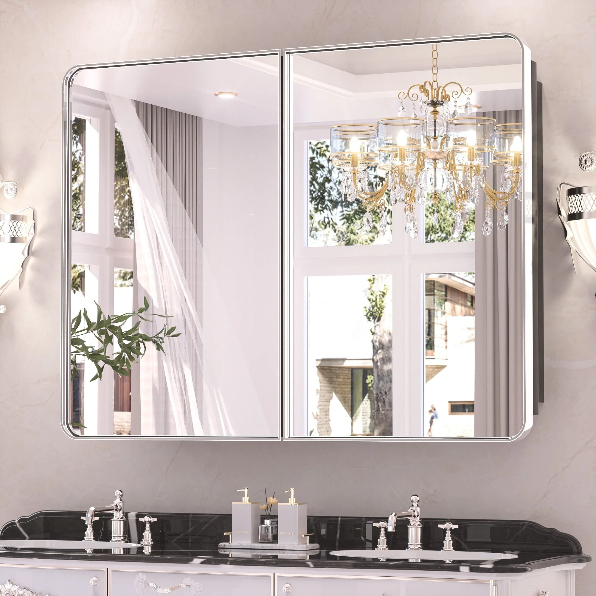 KEONJINN Medicine Cabinets for Bathroom with Mirror, Stainless Steel 1-3 Framed Doors