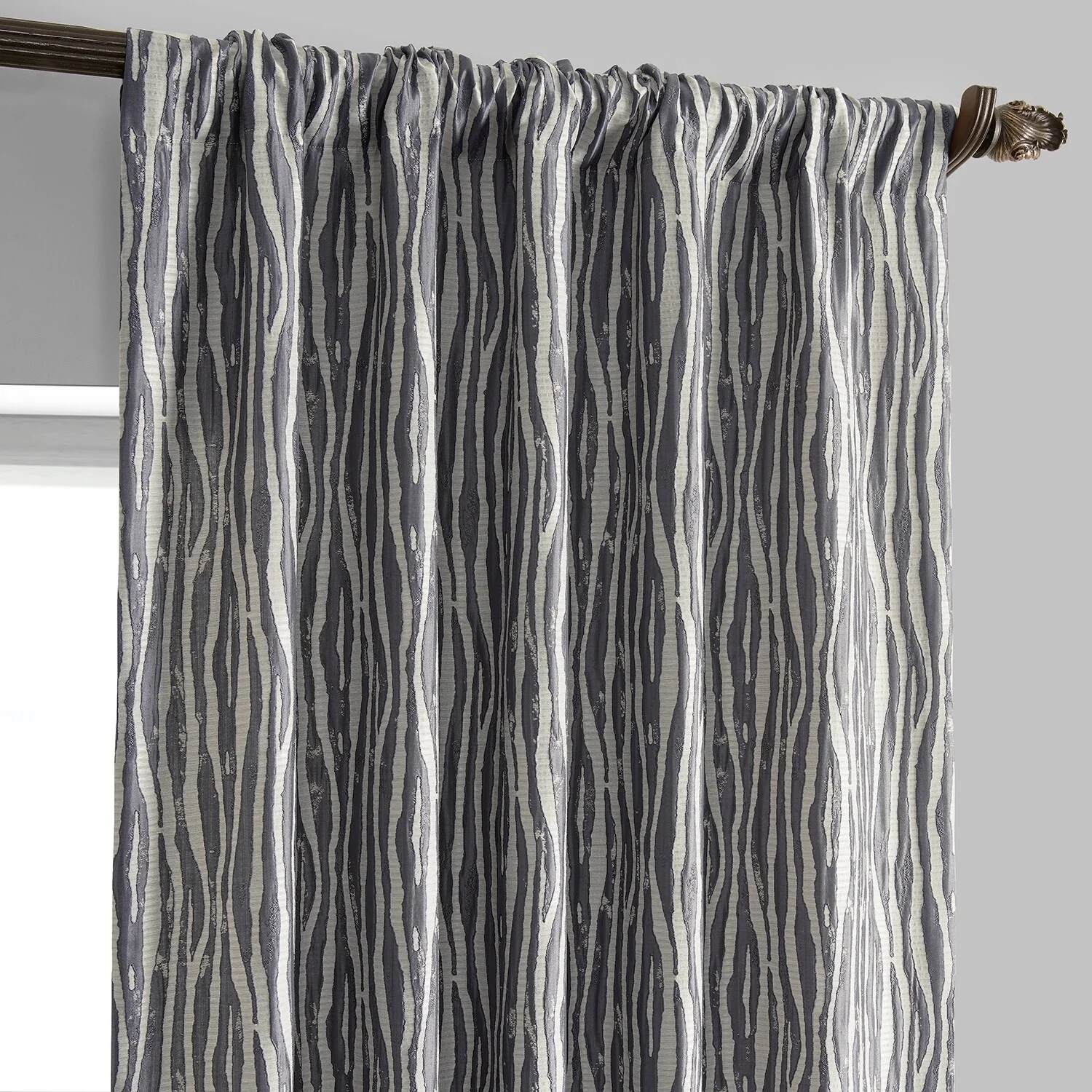 Exclusive Fabrics Jacquard Faux Silk Curtains - 1 Panel Room Darkening Curtain