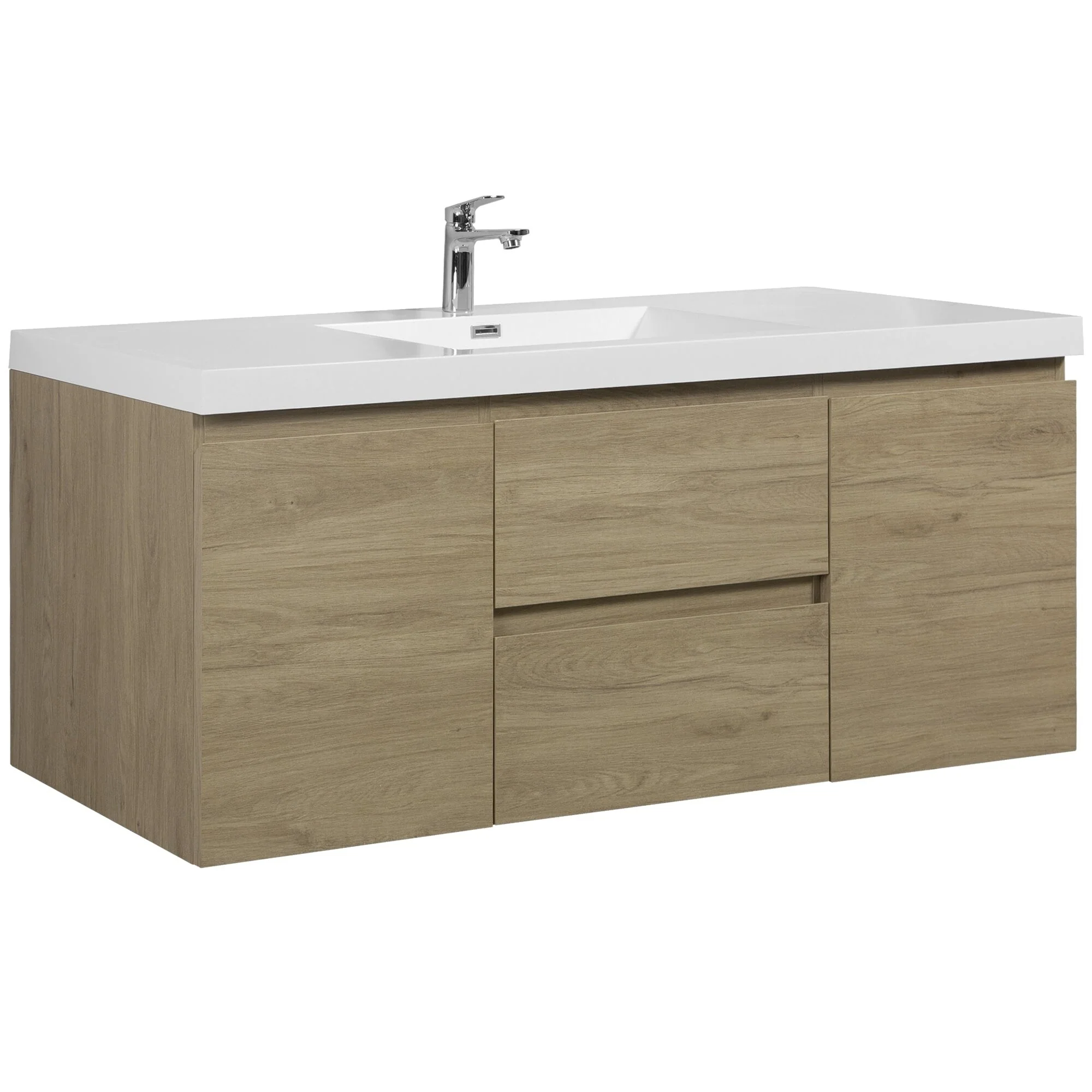 MDF Floating Bathroom Vanity with Integrated Resin Sink