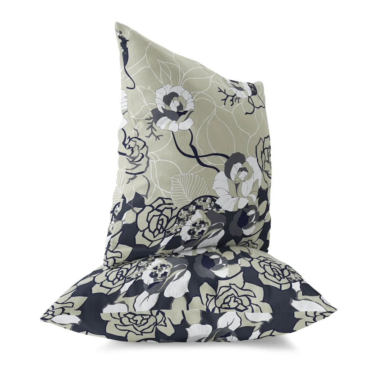 Yellow And Gray Regal Rose Retreat Indoor/Outdoor Throw Pillow Zipper