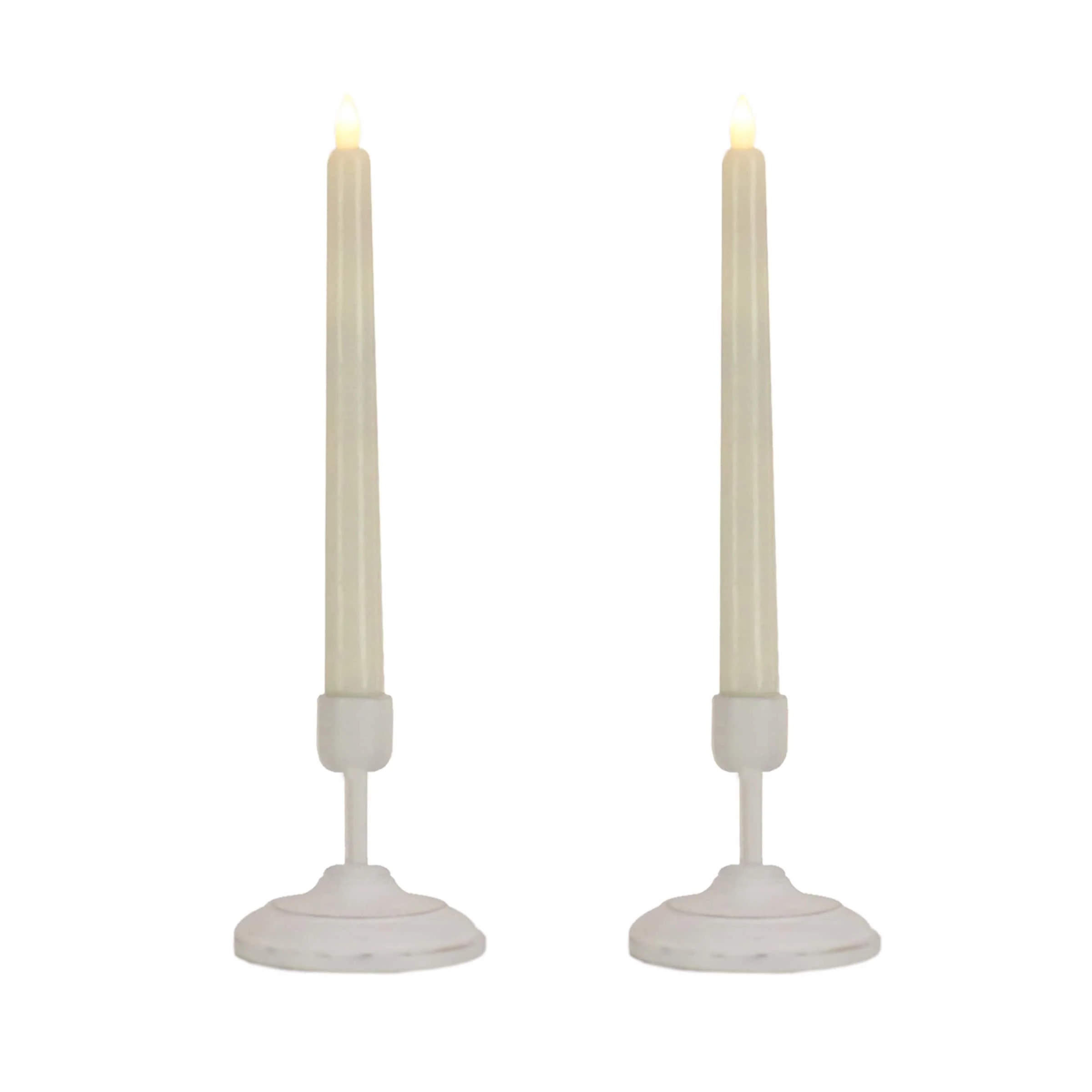 HGTV Home Collection Pre-Lit Set of 2 Heritage Flameless LED Window Candles with Remote, White, Battery Powered, 12 in - 12 in