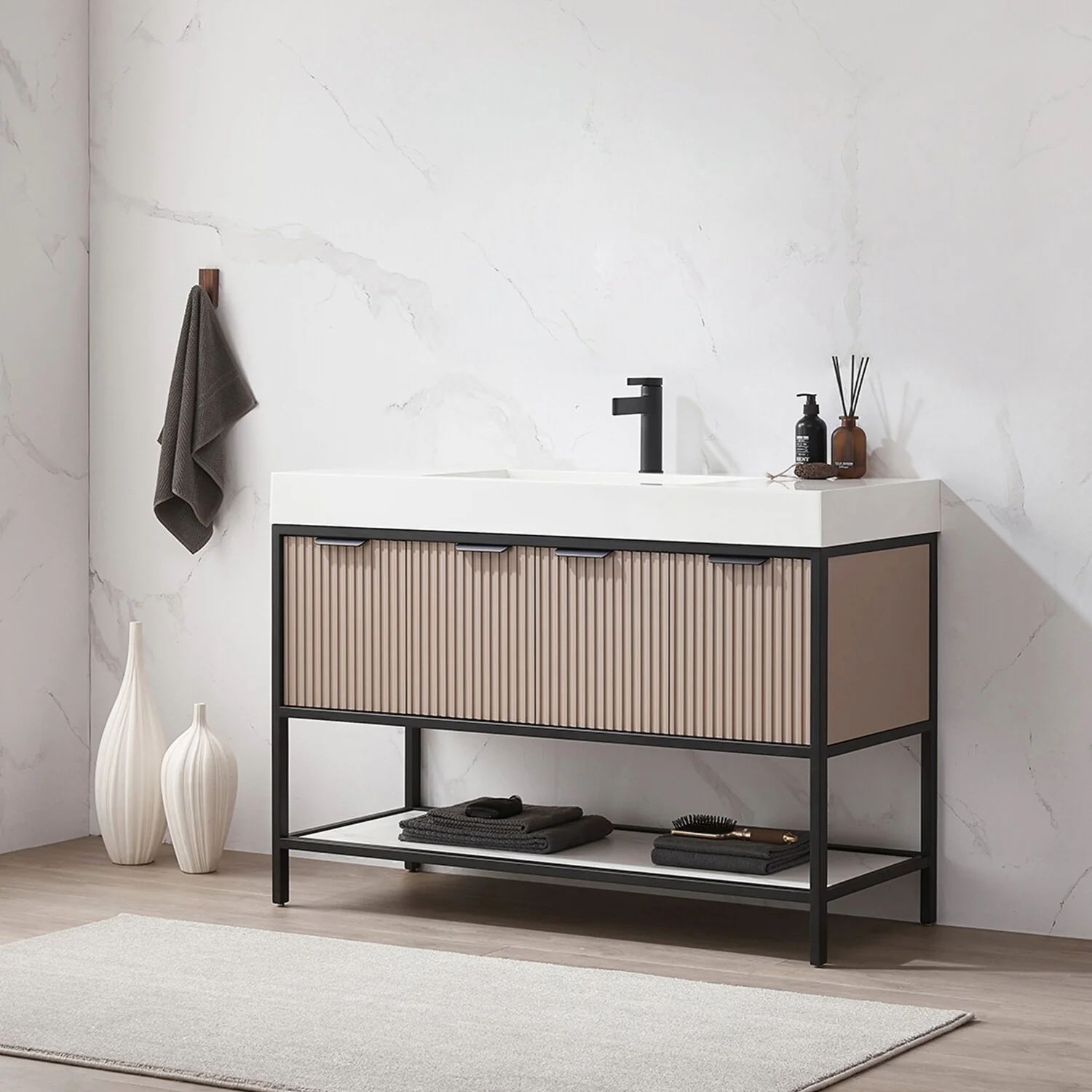 Marcilla 48 in. Single Sink Bath Vanity with Stone Sink Top