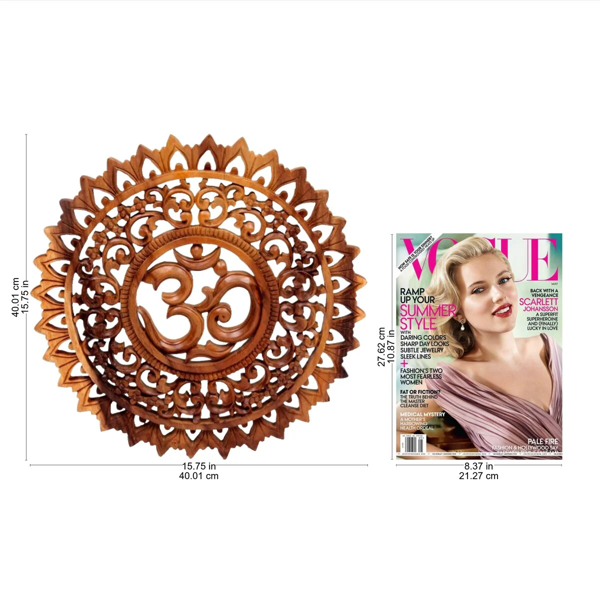 Handmade Lotus Om Wood Relief Panel (Indonesia)