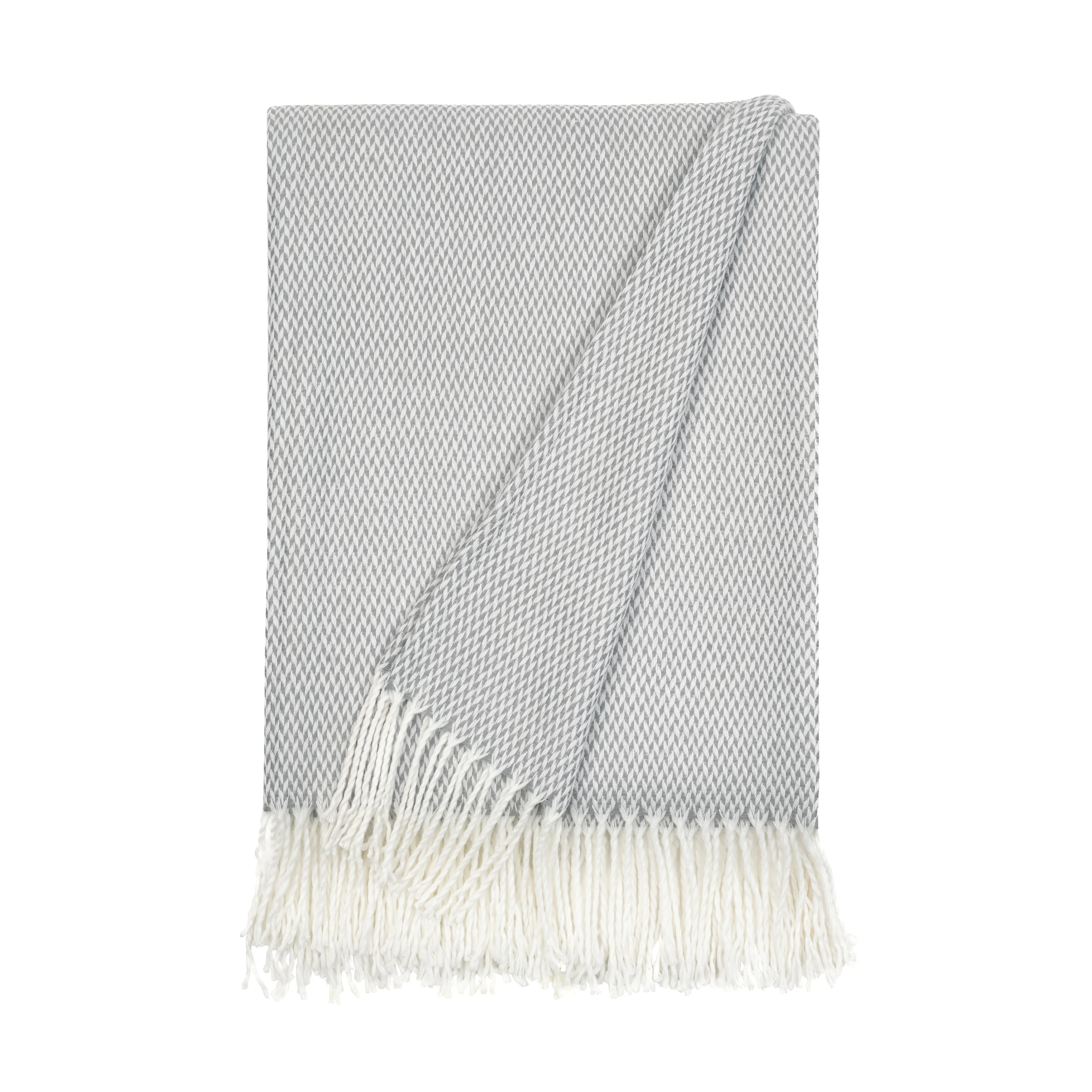 Becky Cameron Throw Blanket Herringbone with Fringed Edges