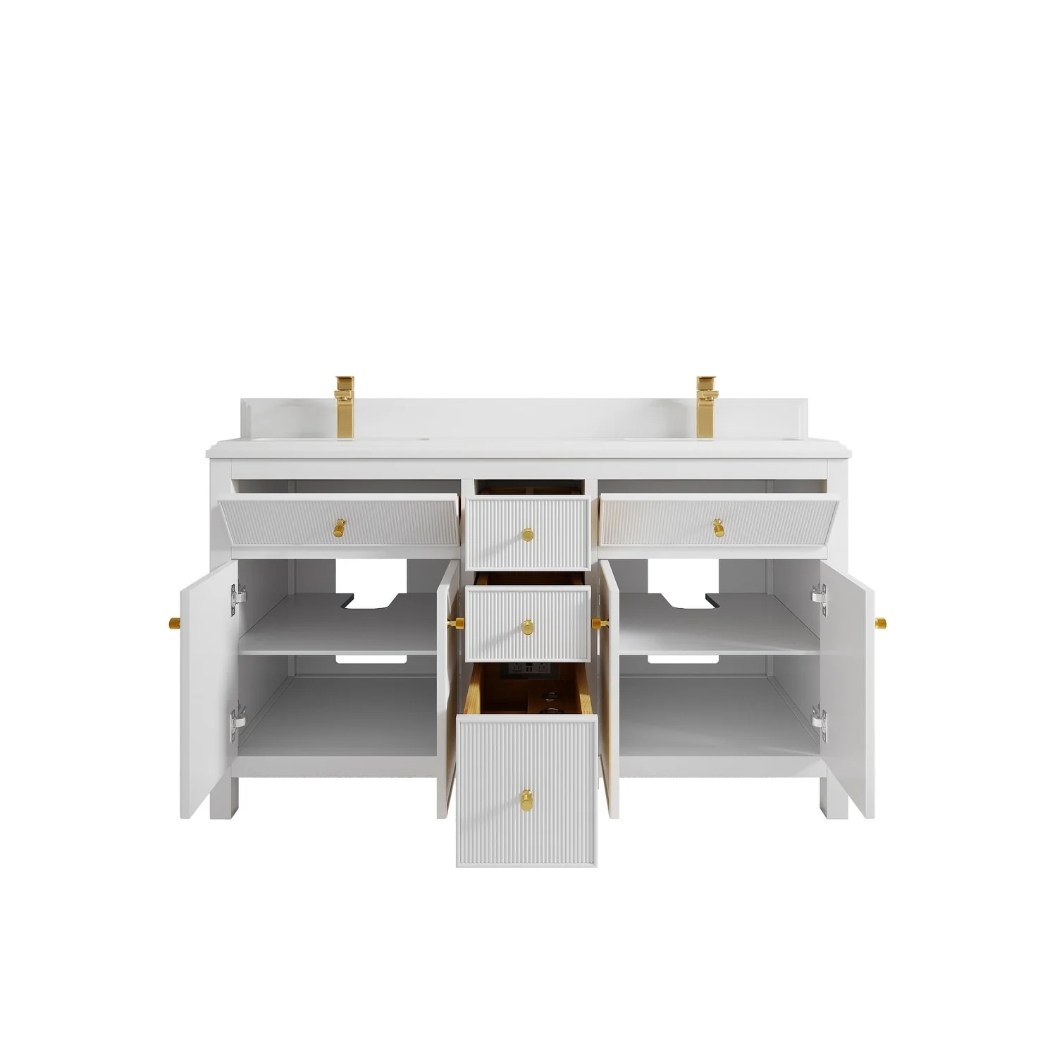 Willow Collections 60 in. W x 22 in D. Sonoma Free Standing Reeded Double Sink Bathroom Vanity with Countertop