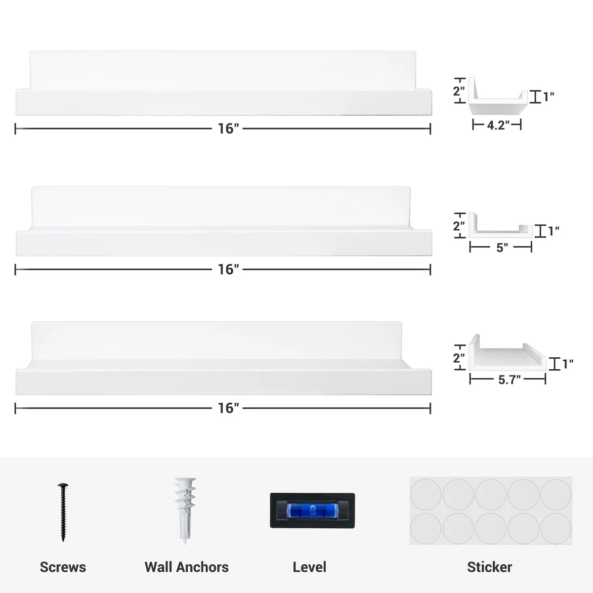 Picture Ledge Shelf, Floating Shelves Wall Mounted Set of 3