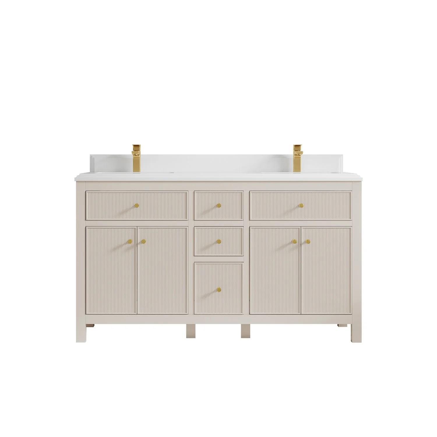 Willow Collections 60 in. W x 22 in D. Sonoma Free Standing Reeded Double Sink Bathroom Vanity with Countertop
