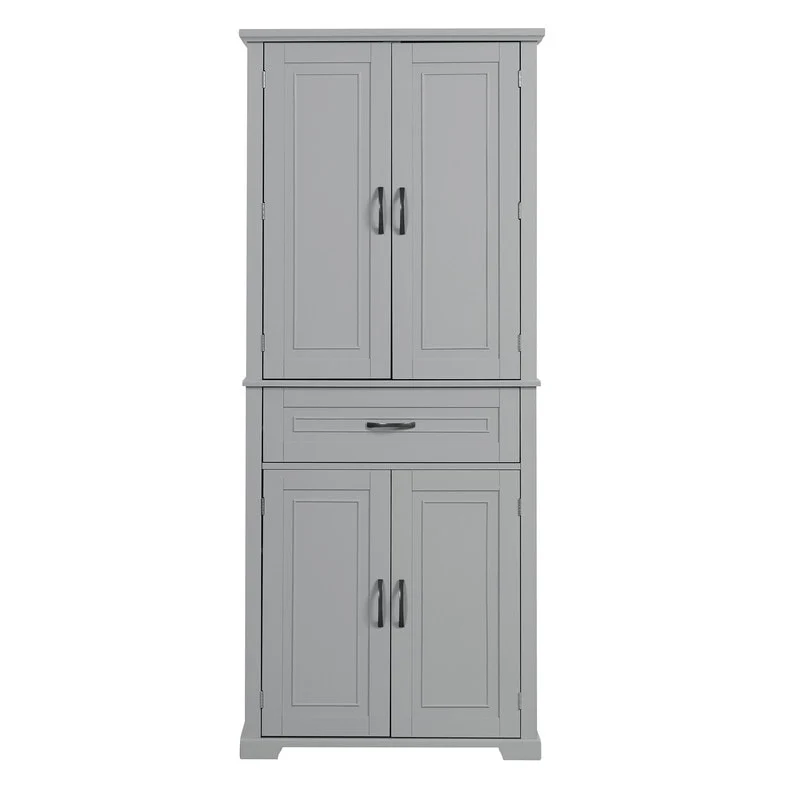 Bathroom Floor Cabinet, Freestanding Storage Cabinet with Doors and Drawer, Kitchen Cupboard with Adjustable Shelf