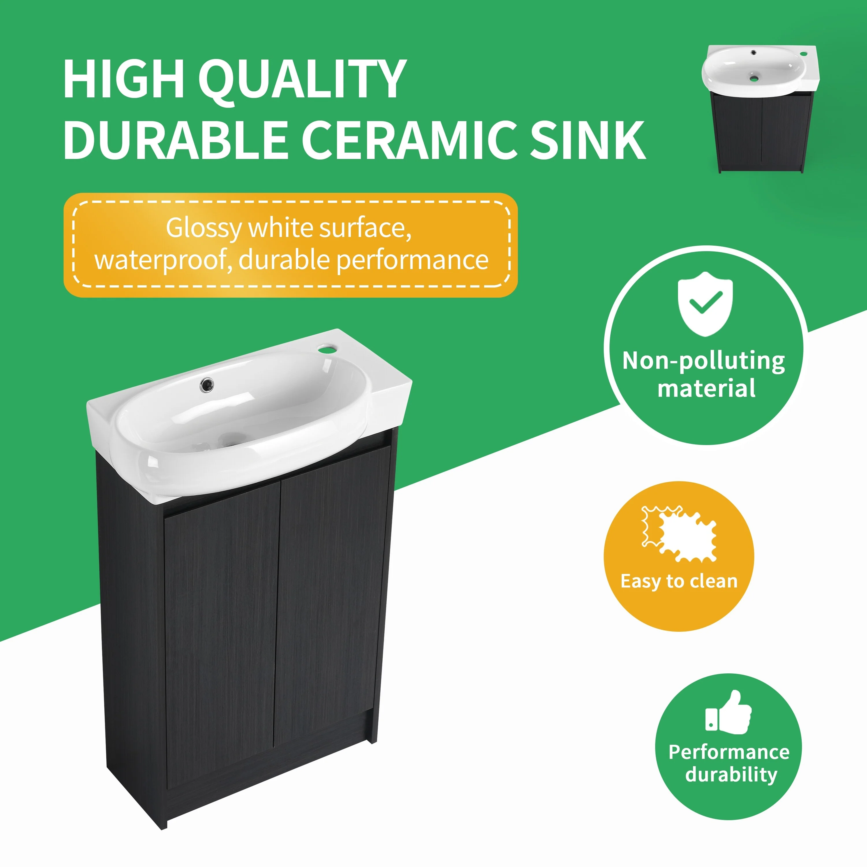 BNK 16/18/23 inch Freestanding/Floating Bathroom Vanity with Single Sink,Powder Room Vanity with Soft Close Door