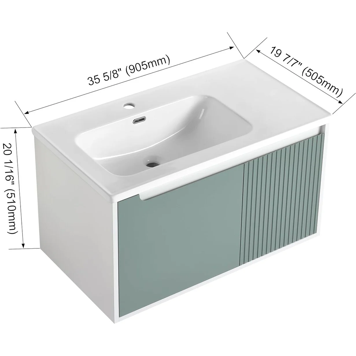 BNK 28/ 32/36/40 Inch Single Sink Bathroom Vanity with Soft Close Door, Modern Floating Vanity