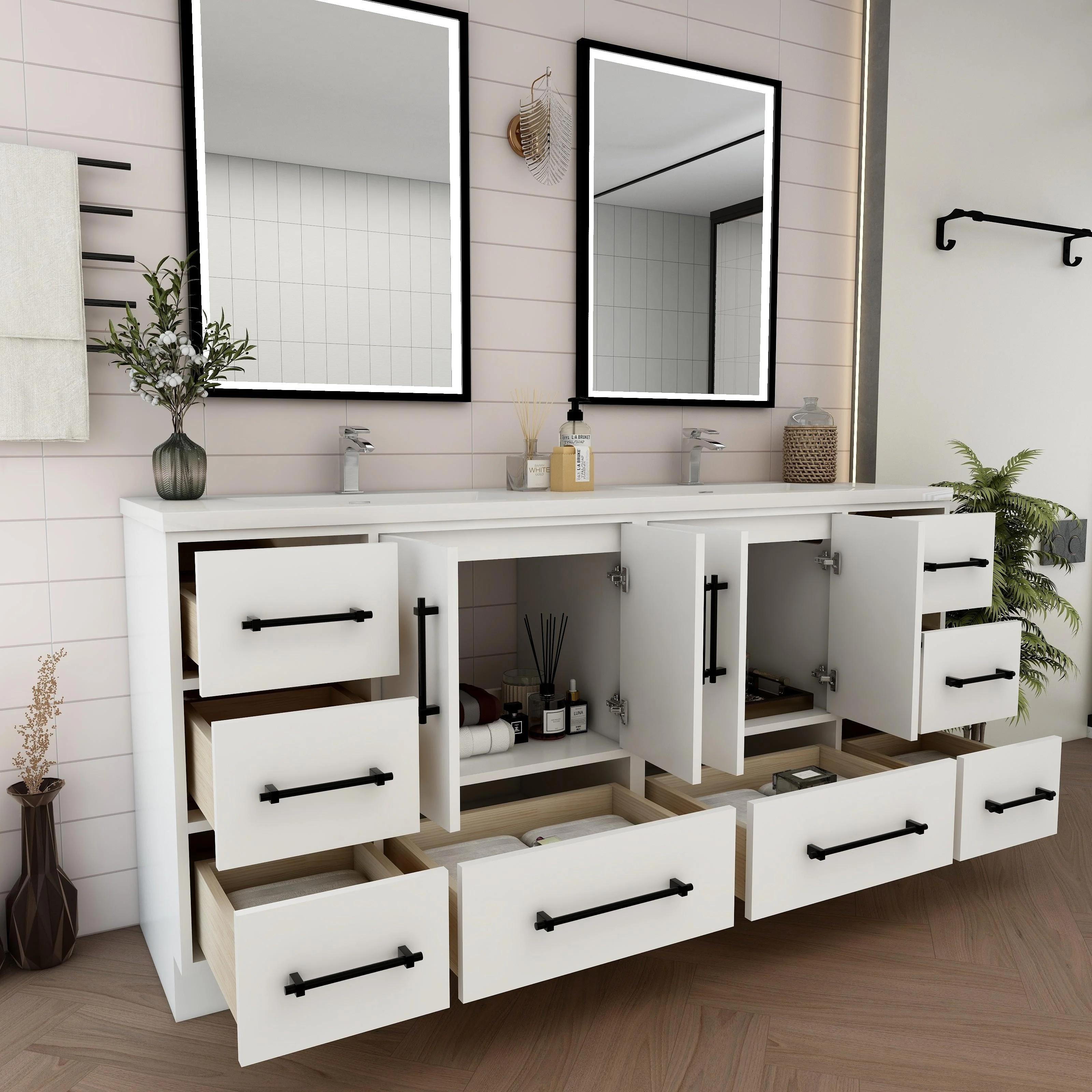 Victoria 72'' Freestanding Vanity with Double Reinforced Acrylic Sink - 71.5