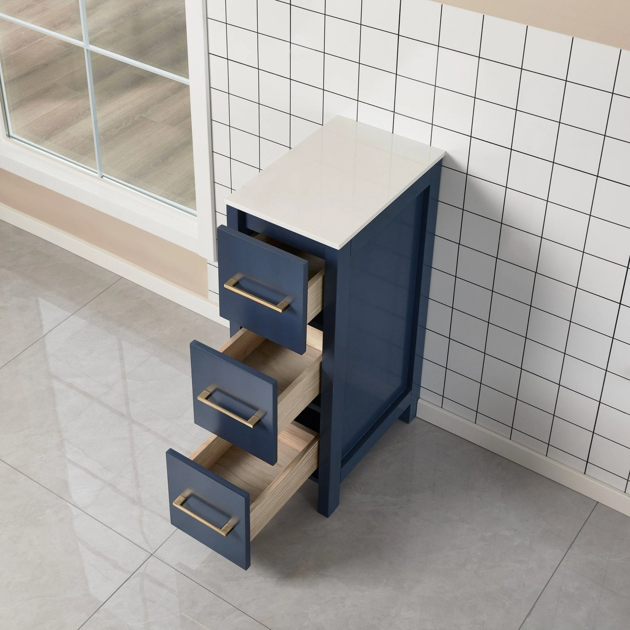 Vanity Art 54-inch Single Sink Bathroom Vanity Set with Engineered Marble Top and Free Mirror - 54 x 18.5 x 36 Inches