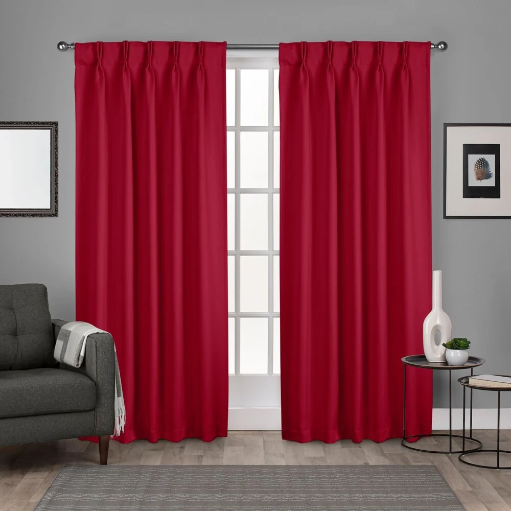 ATI Home Sateen Twill Woven Room Darkening Blackout Pinch Pleat/Hidden Tab Top Curtain Panel Pair