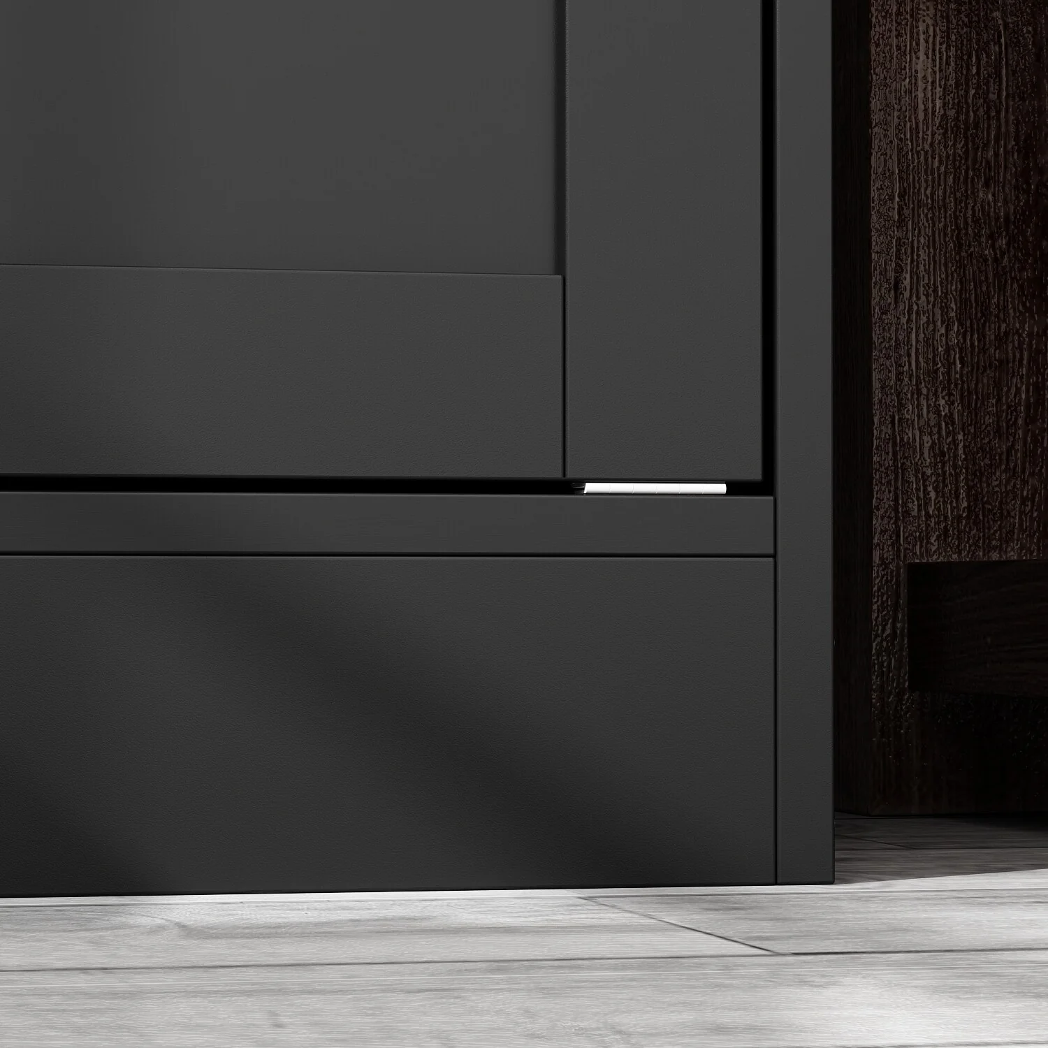 Sleek White Laundry Bathroom Cabinet with Unique Rotating Drawers