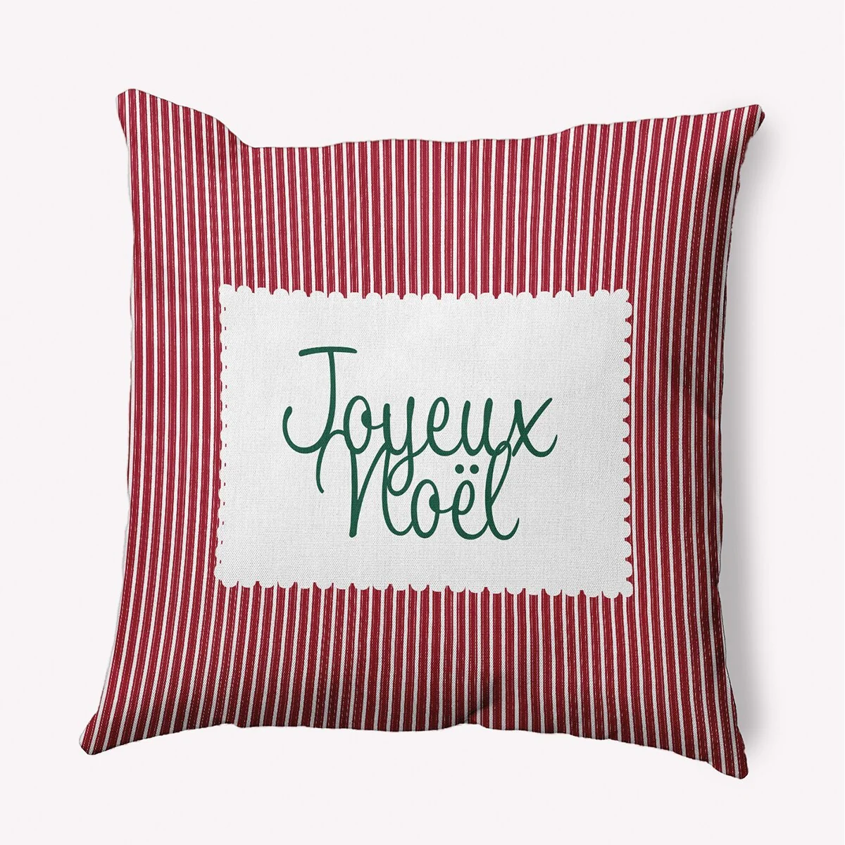 Joyeux Noel Ticking Christmas Accent Pillow