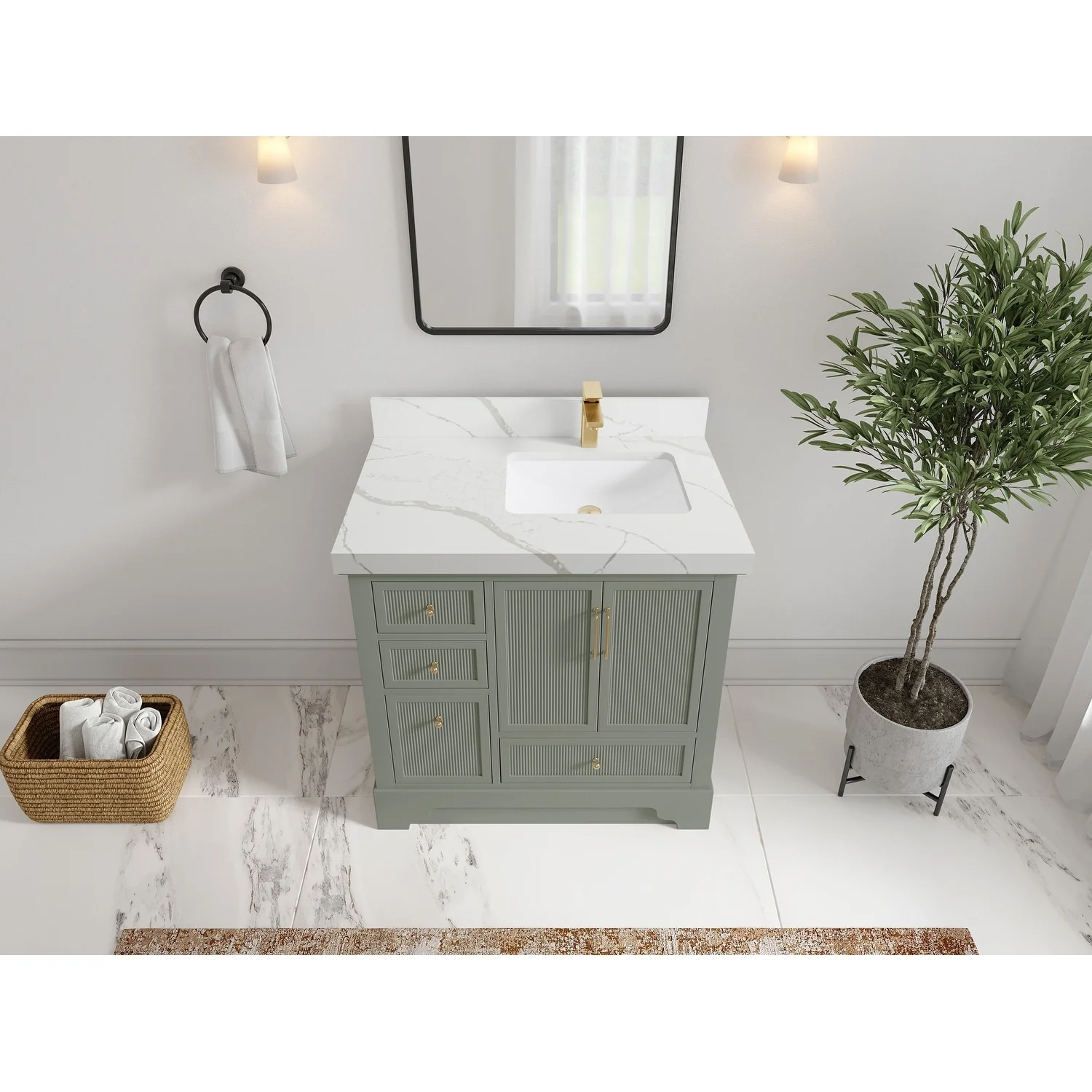 Willow Collections 36 in. W x 22 in. D Alys Right Offset Sink Bathroom Vanity with Countertop