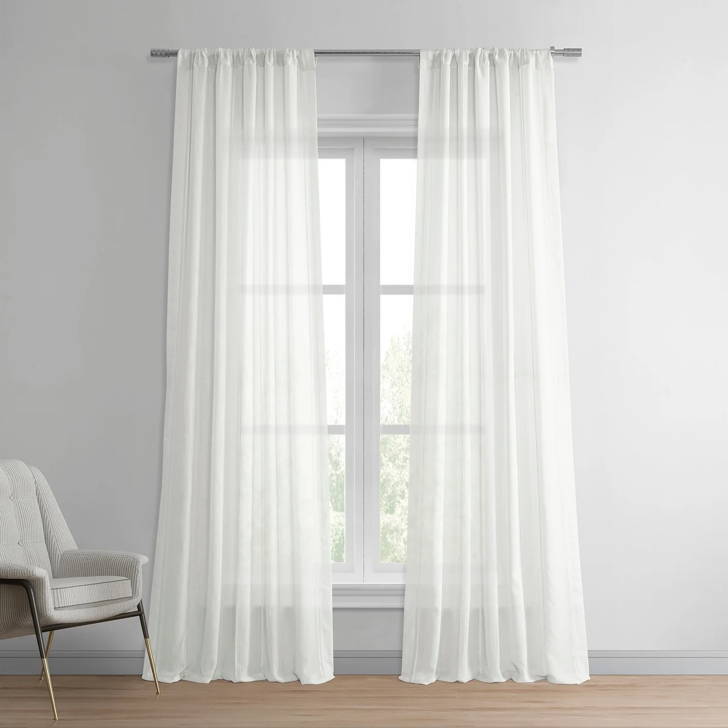 Exclusive Fabrics Aruba Striped Linen Sheer Curtain (1 Panel)
