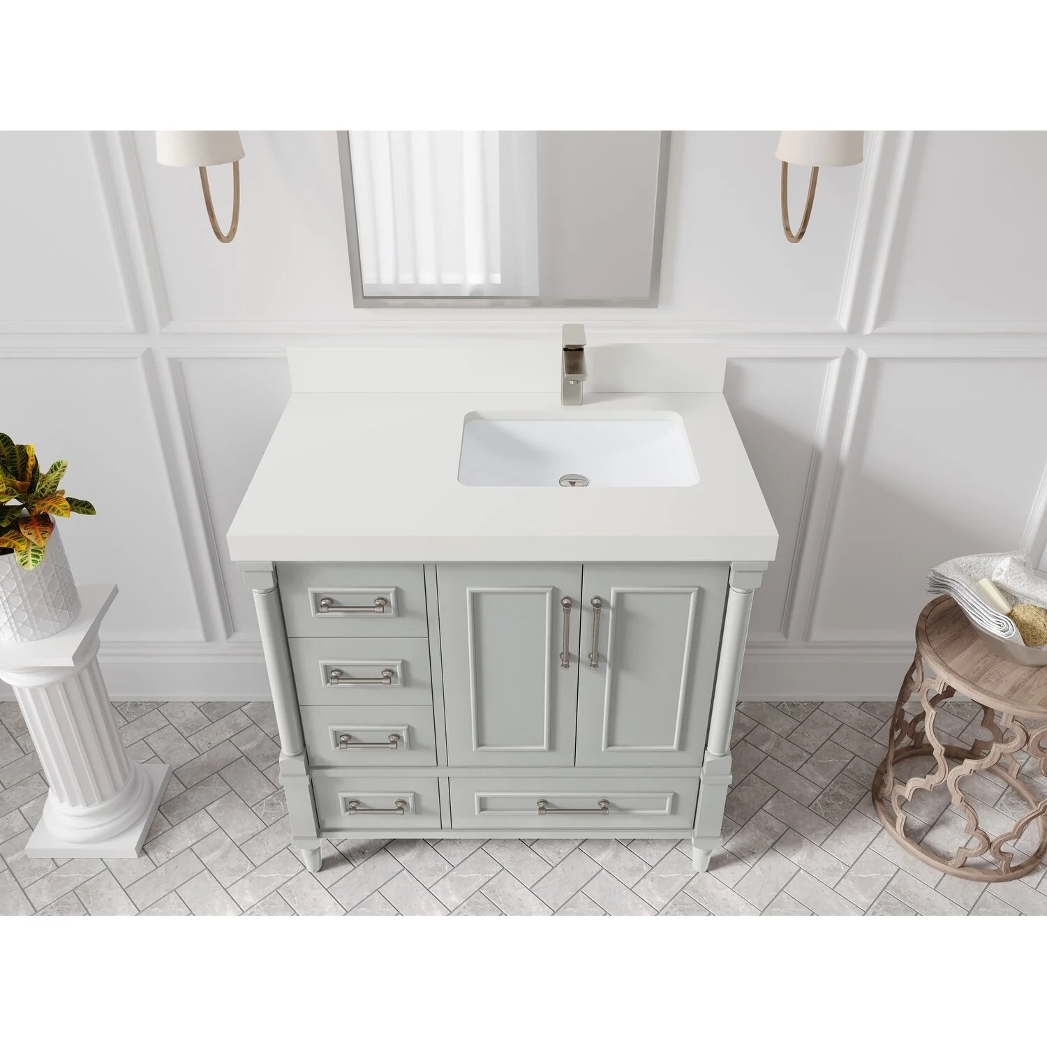 Willow Collections 36 in. W x 22 in. D Aberdeen Right Offset Sink Bathroom Vanity with Countertop