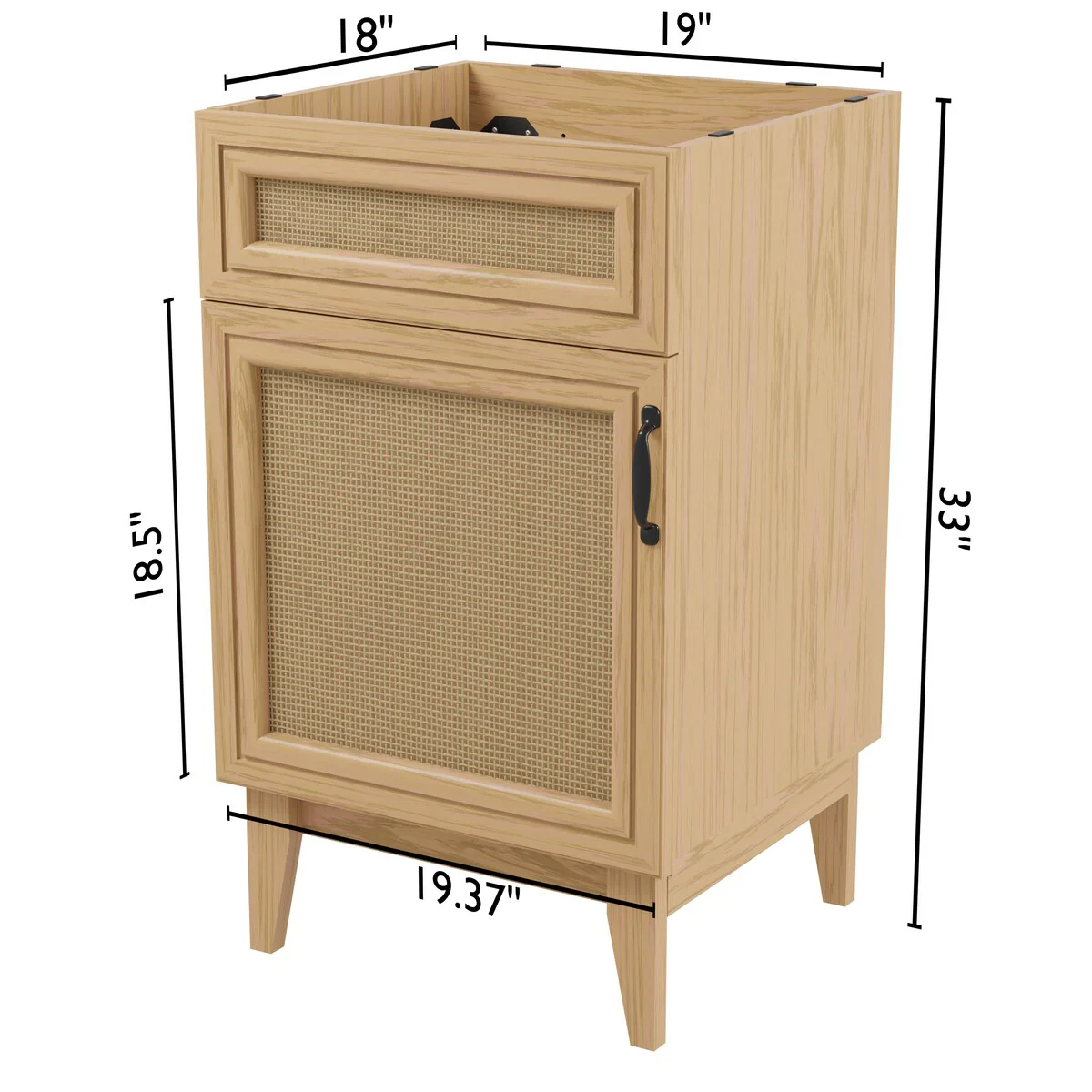 Ancillary Rattan Modern Farmhouse 2-Shelf Bath Vanity Cabinet Only (Sink Basin not Included), by JONATHAN Y