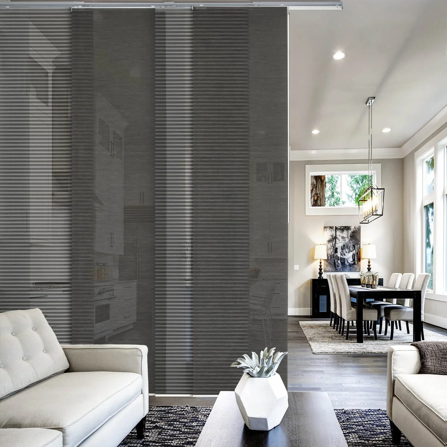 GoDear Design Natural Woven Adjustable Sliding Panel Track Blinds, Vertical Blinds, Cosmos Series, 45.8