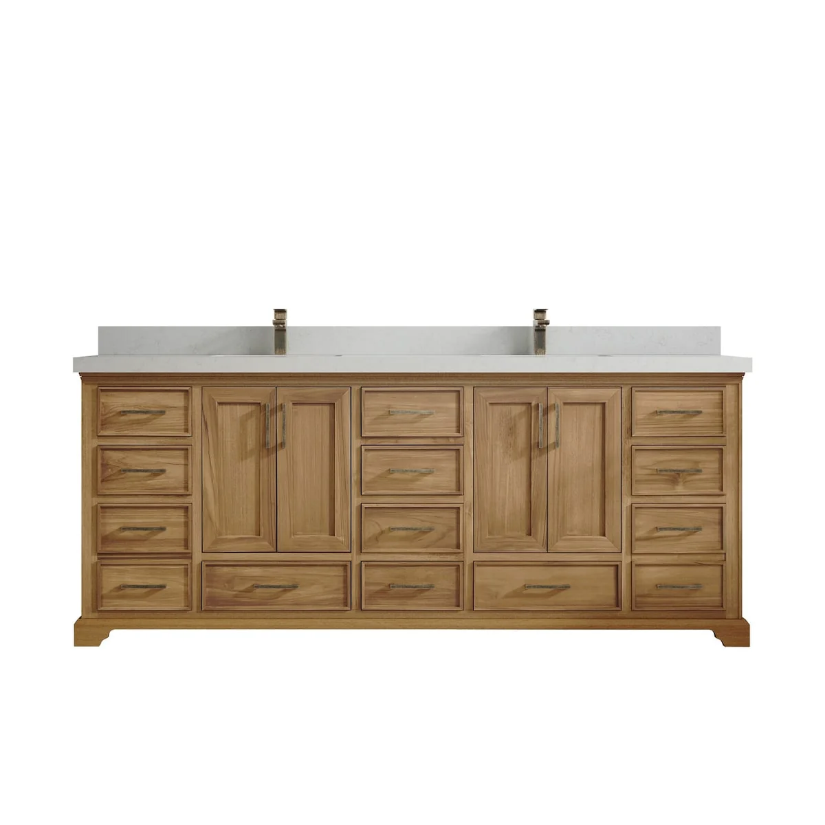 Willow Collections 84 in. W x 22 in. D Charlotte Teak Double Sink Bathroom Solid Teak Vanity with Countertop