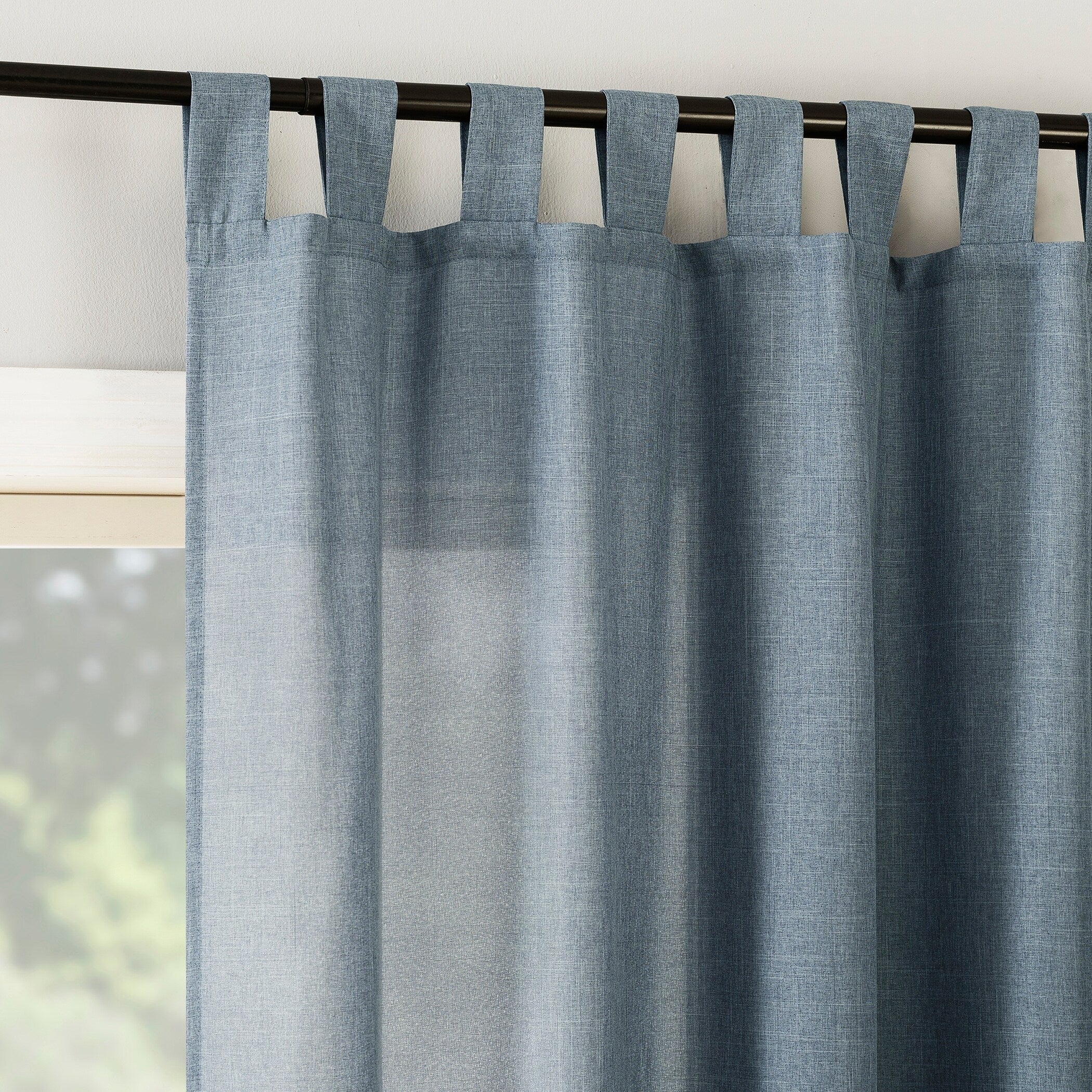 No. 918 Jacob Heathered Texture Semi-Sheer Tab Top Curtain Panel, Single Panel