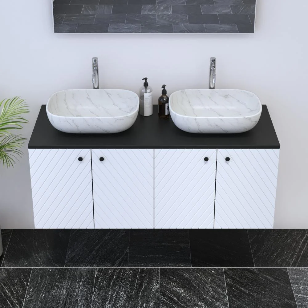 Avela 4D 120 Double Sink Floating Bathroom Vanity (48