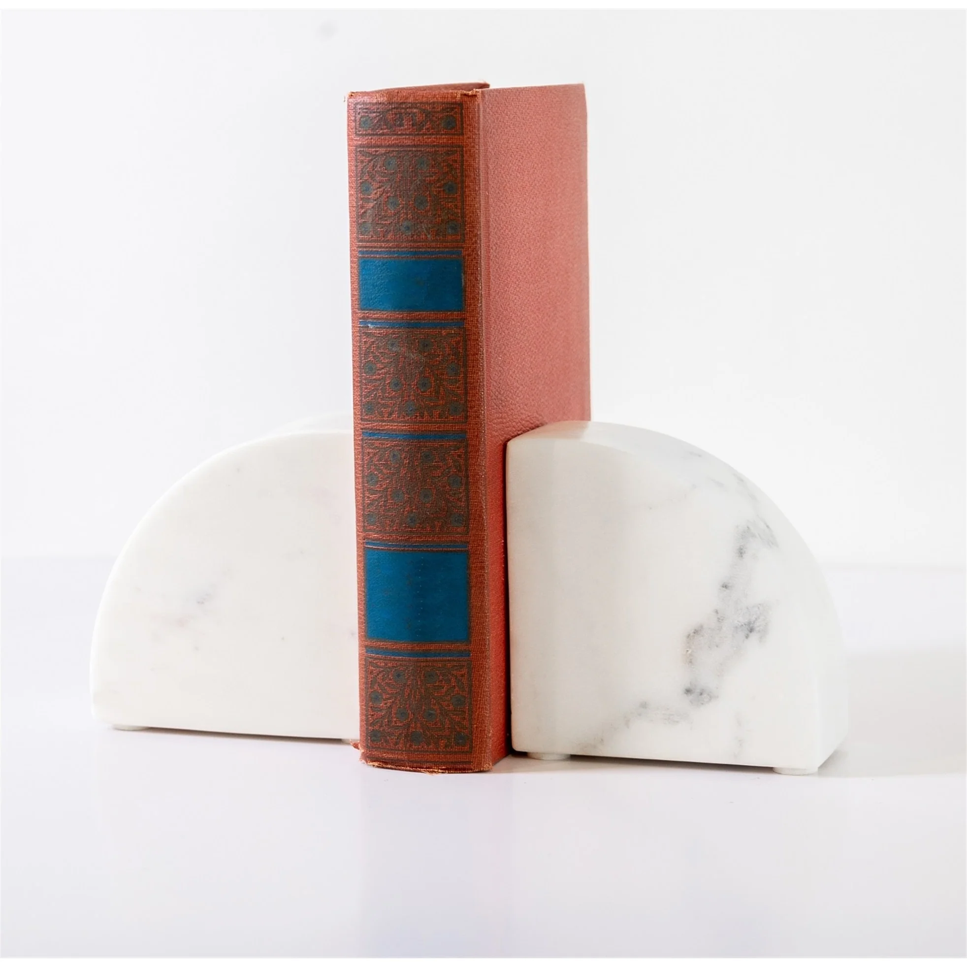 Set of 2 White Marble Bookends