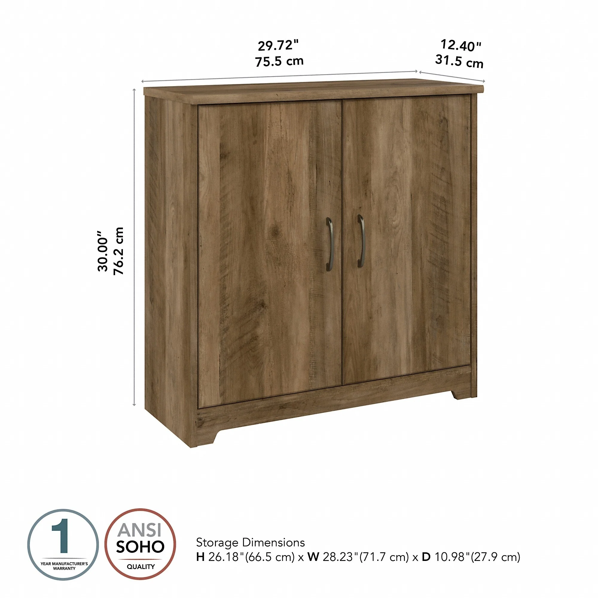 Cabot Small Bathroom Storage Cabinet with Doors by Bush Furniture