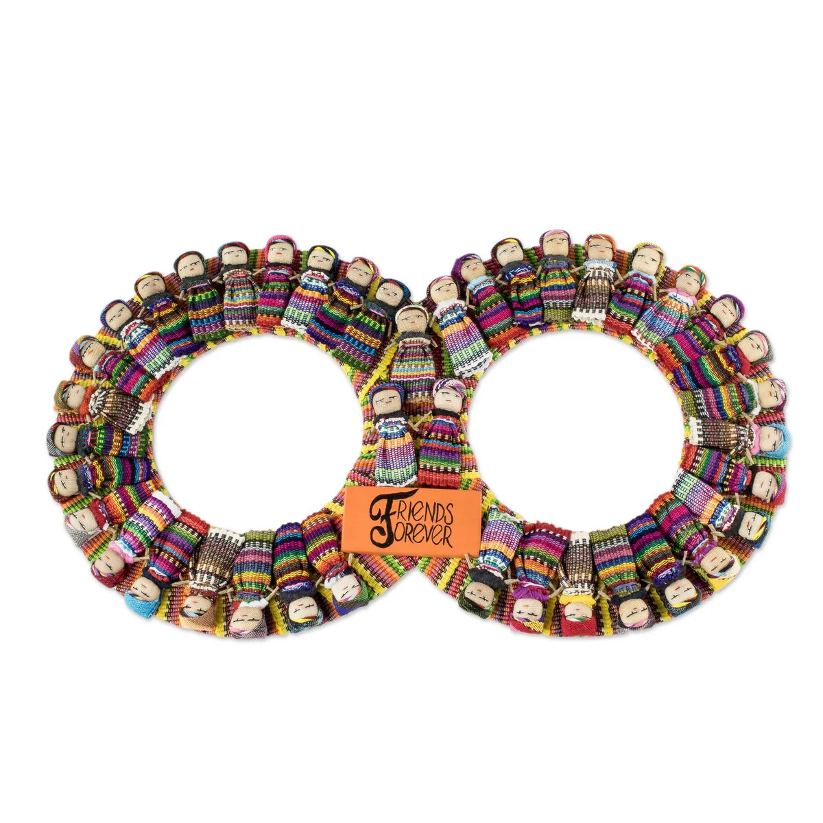 Novica Handmade Friends Forever Cotton Worry Doll Wreath