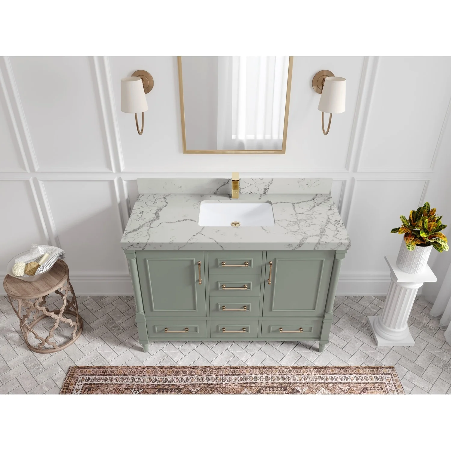 Willow Collections 48 in. W x 22 in. D Aberdeen Single Bowl Sink Bathroom Vanity with Countertop