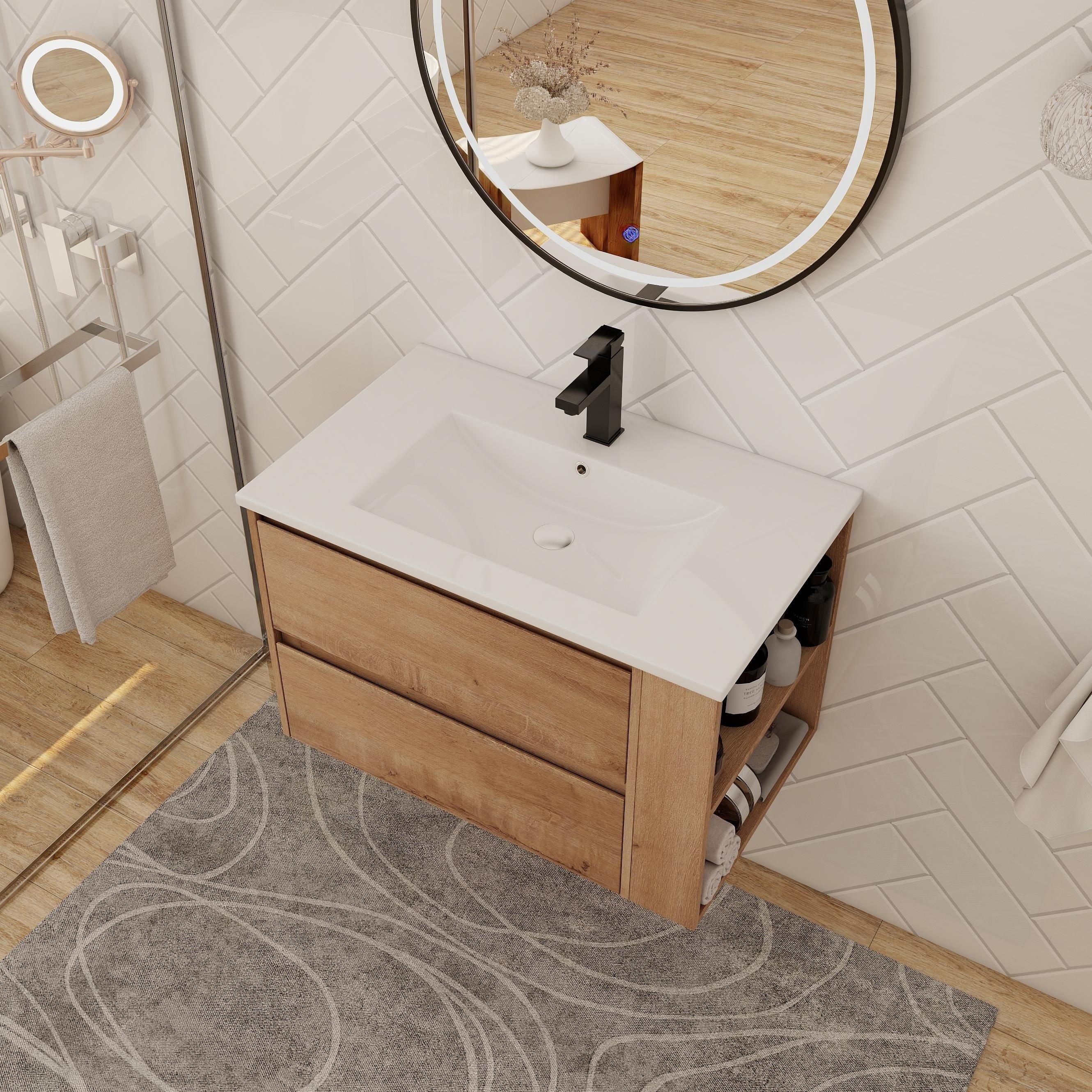 Beingnext 30''/36'' Single Sink Floating Bathroom Vanity with Soft Close Drawer and Adjustable Shelf