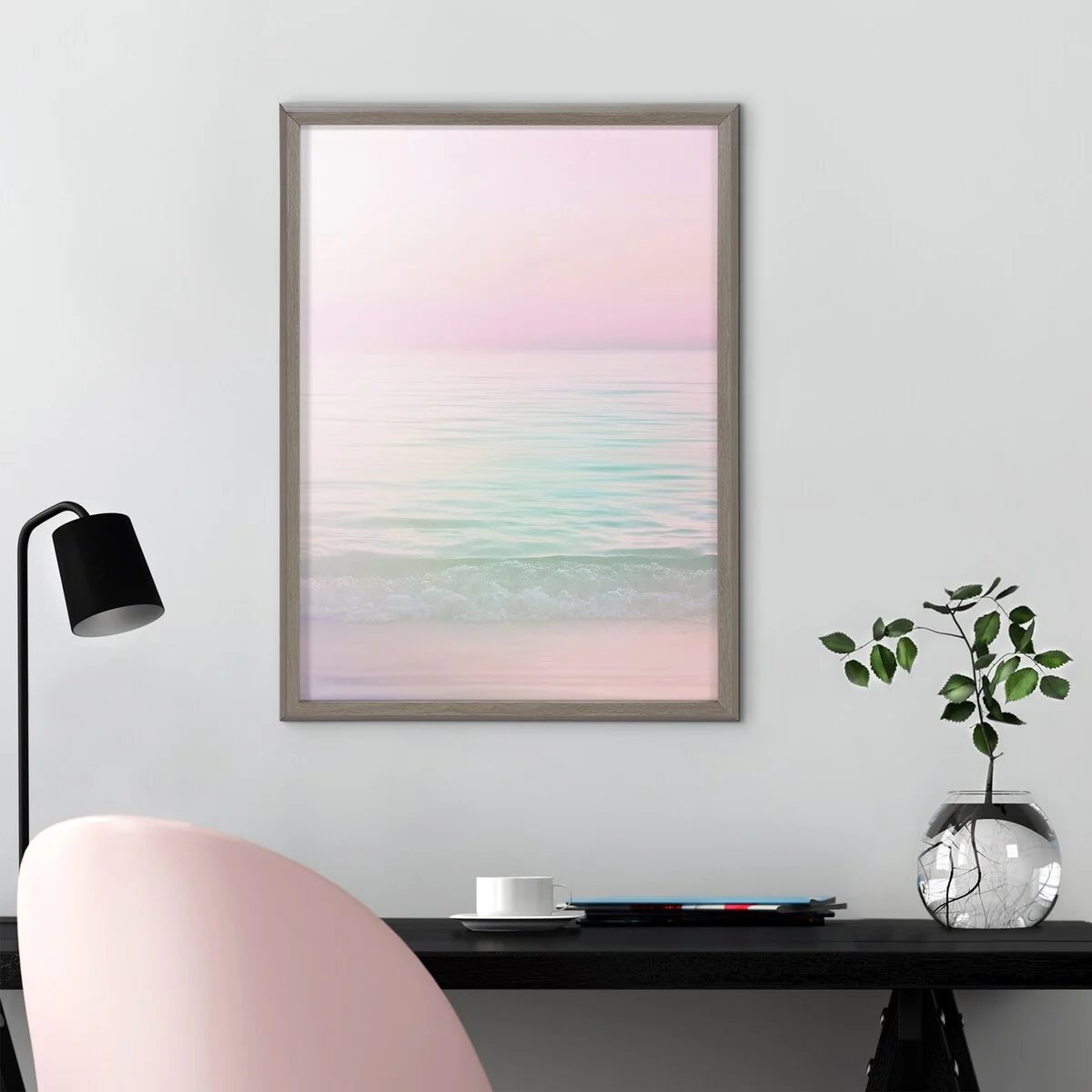 Kate and Laurel Blake Dreamy Pastel Seascape Framed Printed Glass by Dominique Vari - 18x24