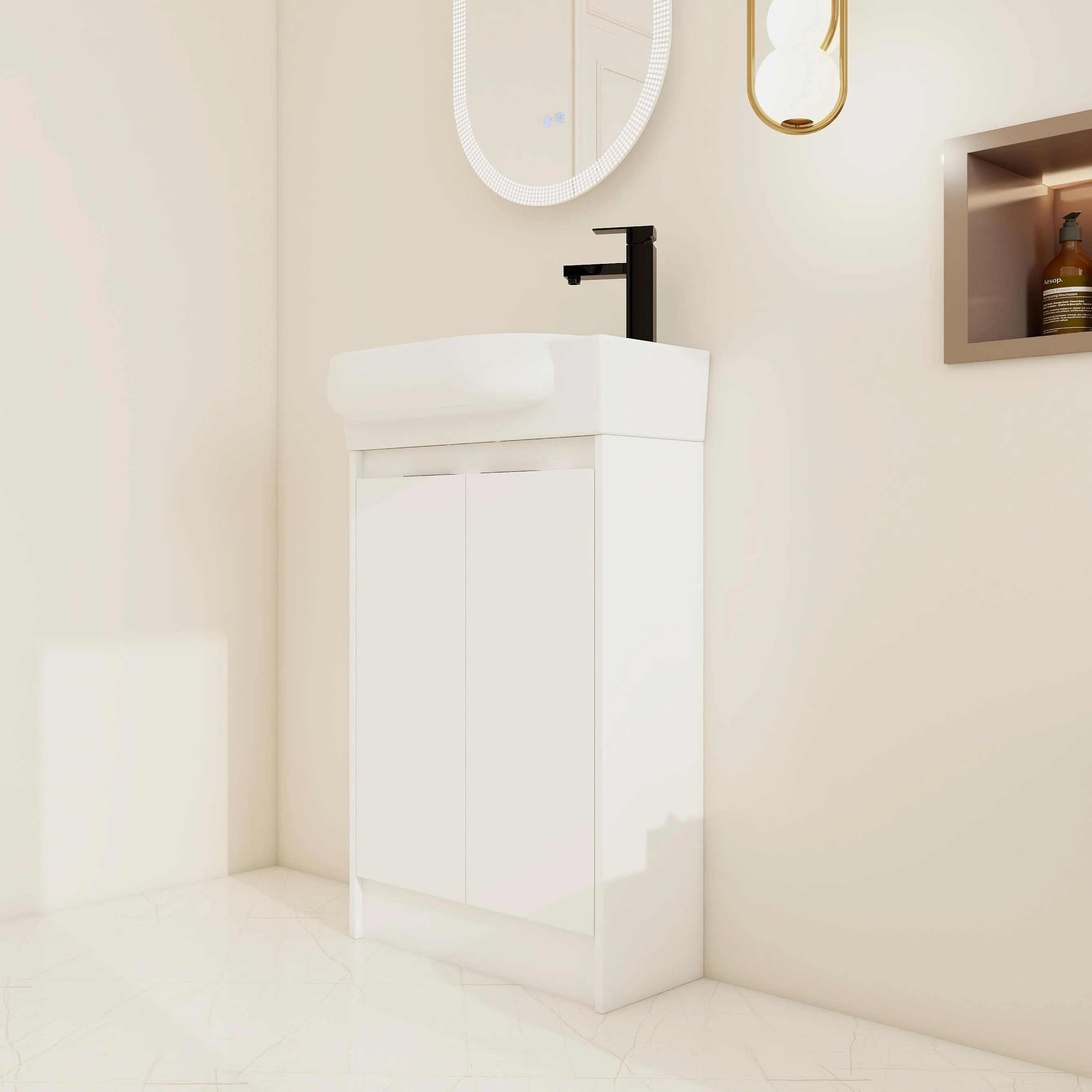 BNK 16/18/23 inch Freestanding/Floating Bathroom Vanity with Single Sink,Powder Room Vanity with Soft Close Door