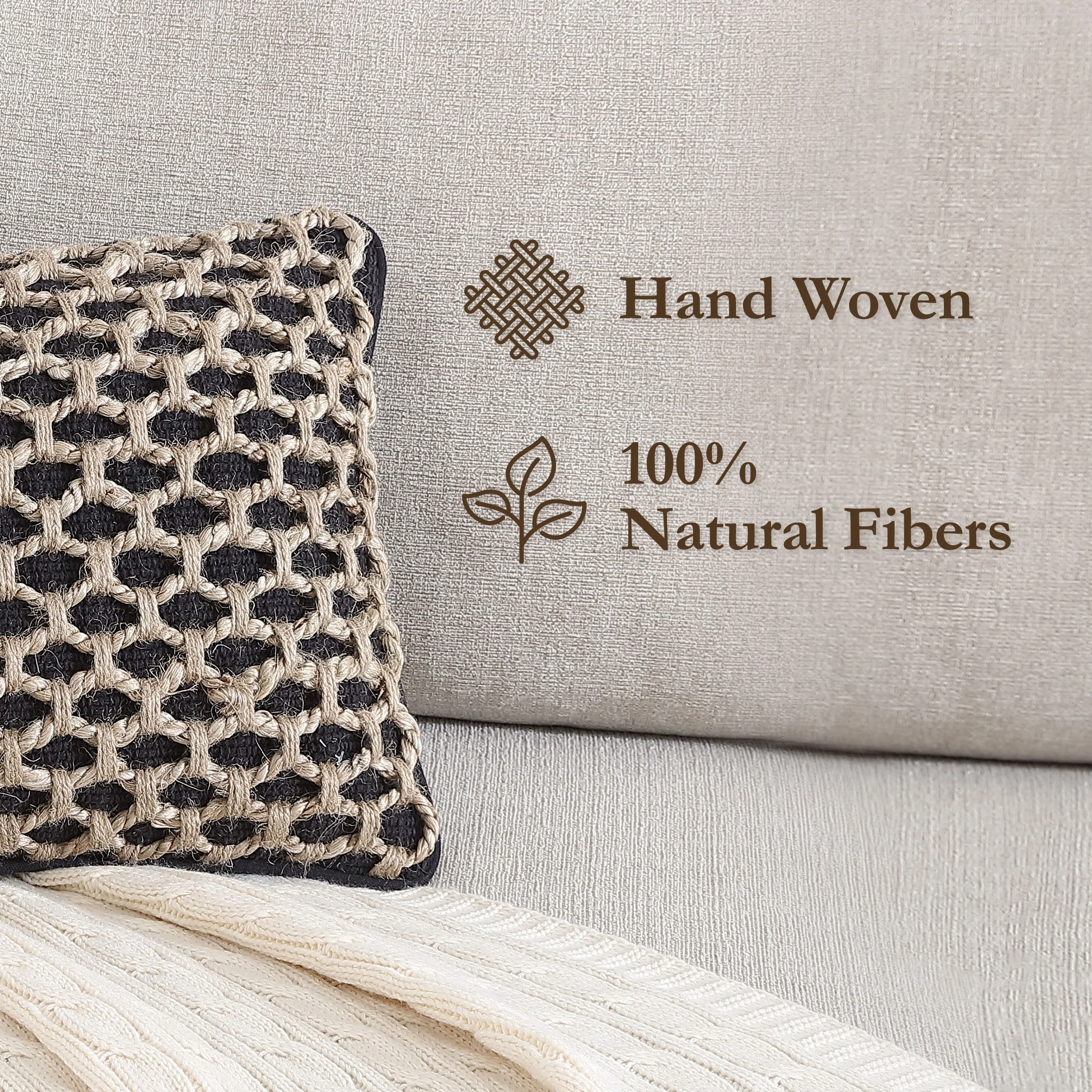 Boho Living Jada Braided Cotton/Jute Throw Pillow Covers