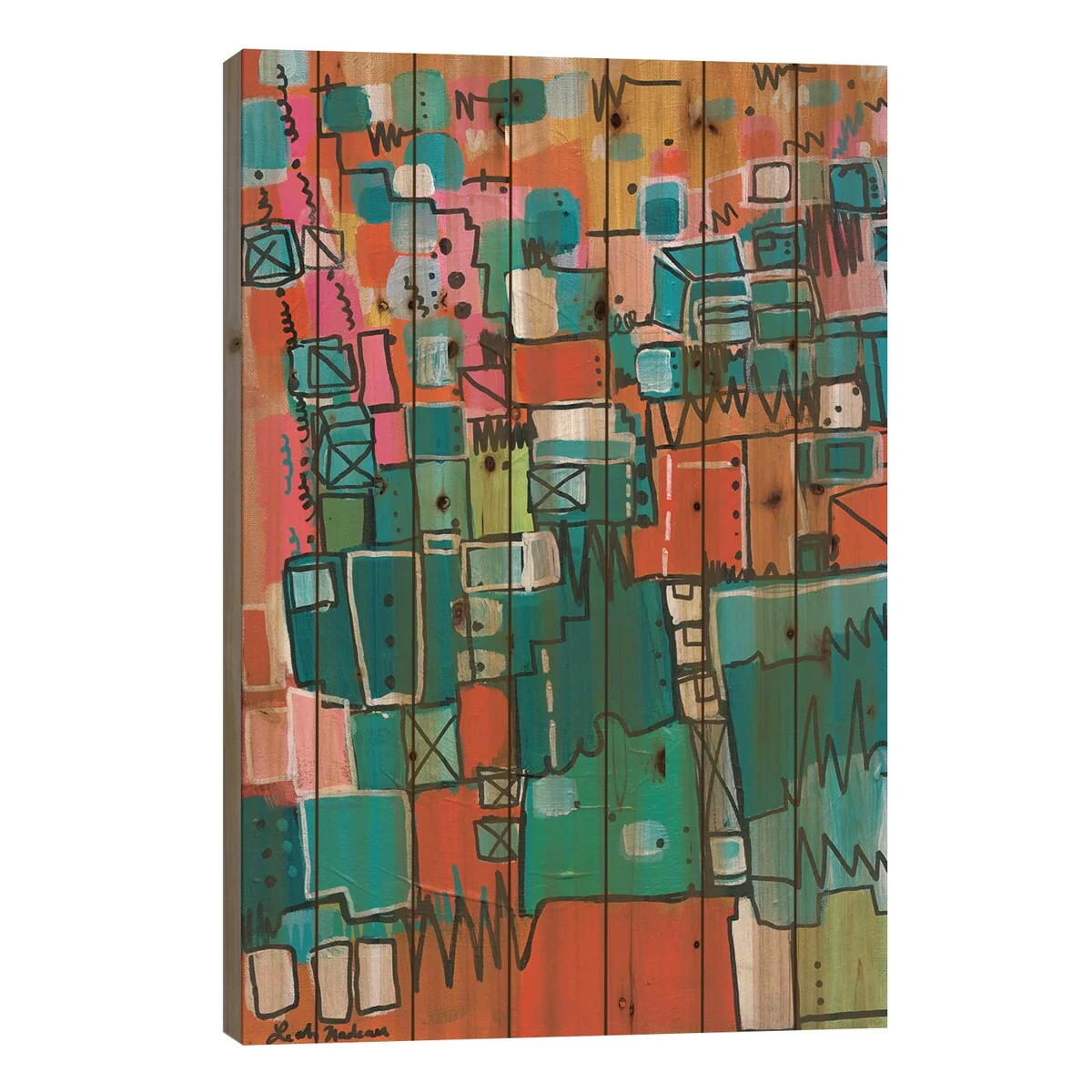 Venetian Sunrise Print On Wood by Leah Nadeau - Multi-Color